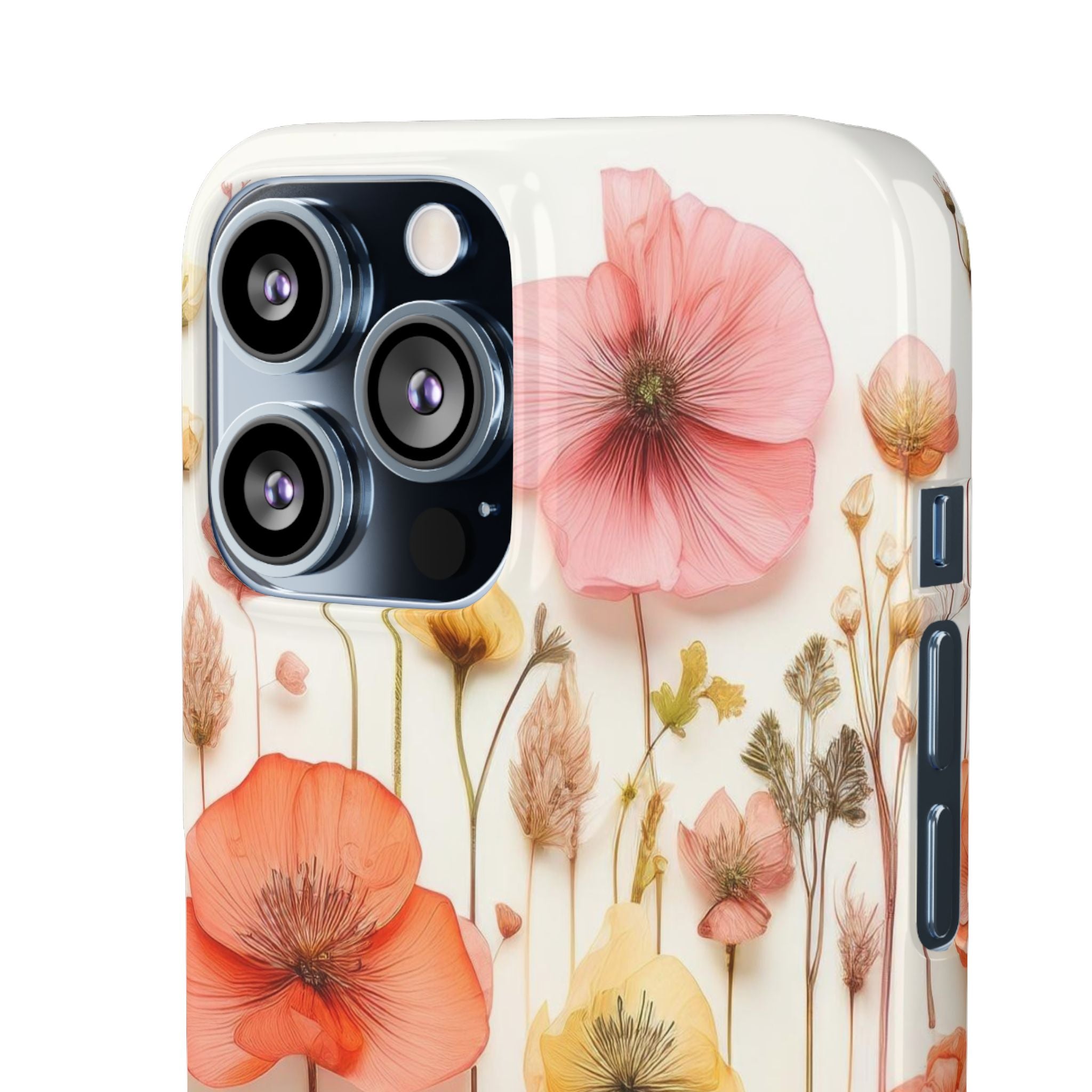 Pink Floral Pressed Flowers - Slim Case