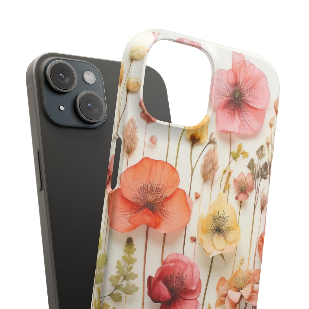 Pink Floral Pressed Flowers - Slim Case