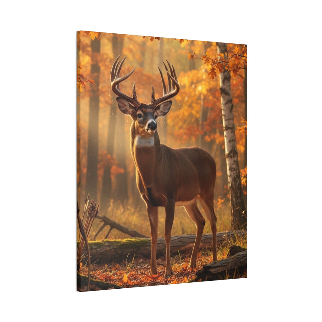 Autumn Forest Buck Canvas Wall Art — Stretched Deer Print