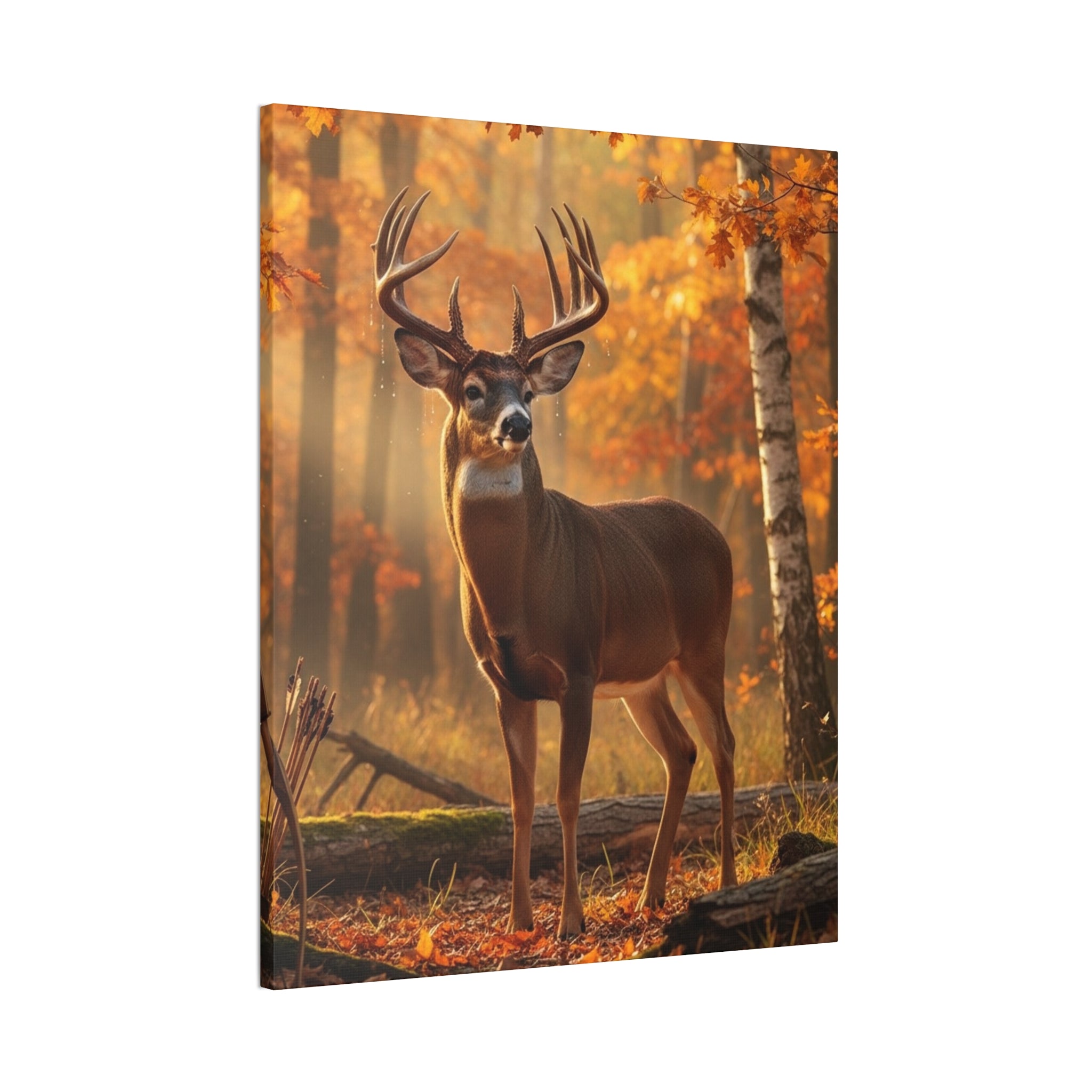 Autumn Forest Buck Canvas Wall Art — Stretched Deer Print