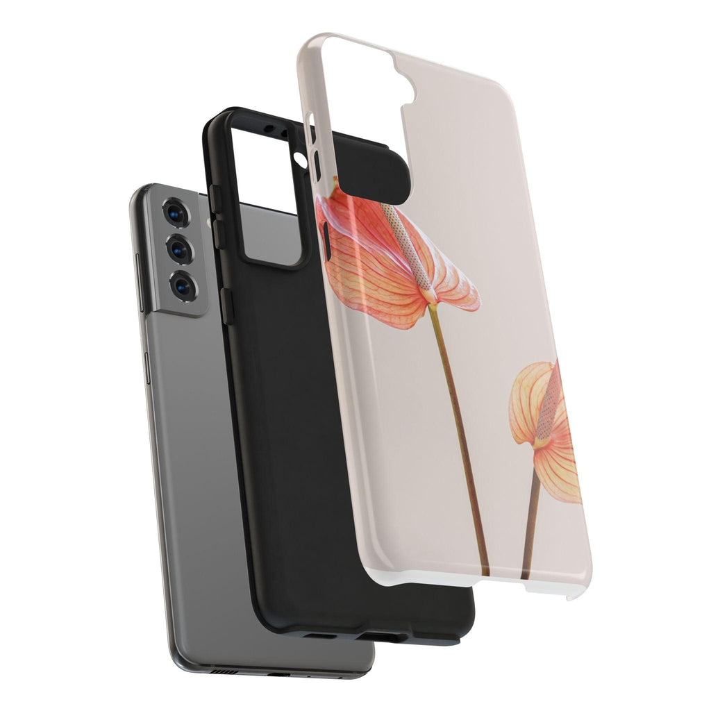 Orange Flower with Leaves Tough Phone Cases