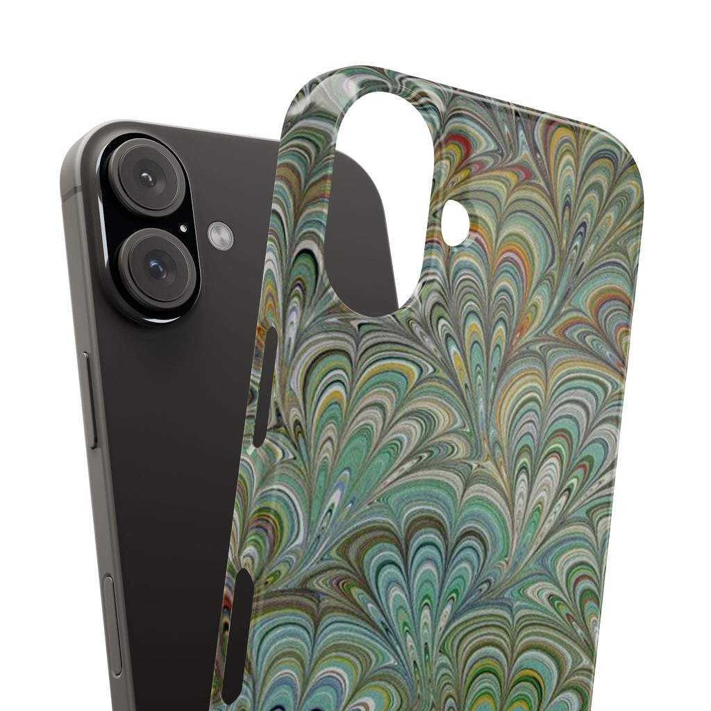 Deep Green Peacock Italian Marbled Design, Italy Feather Phone Case