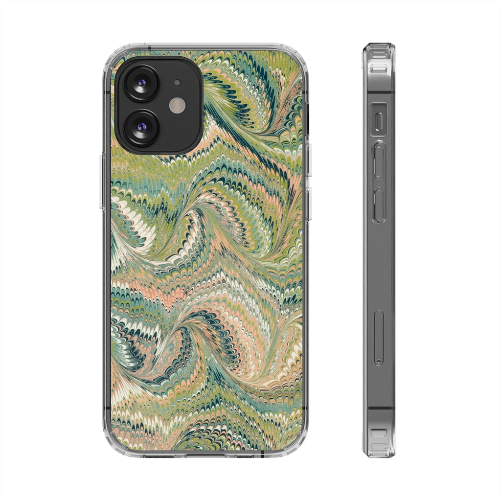 Clear Magnetic Phone Case — Green Marble Design Impact-Resistant