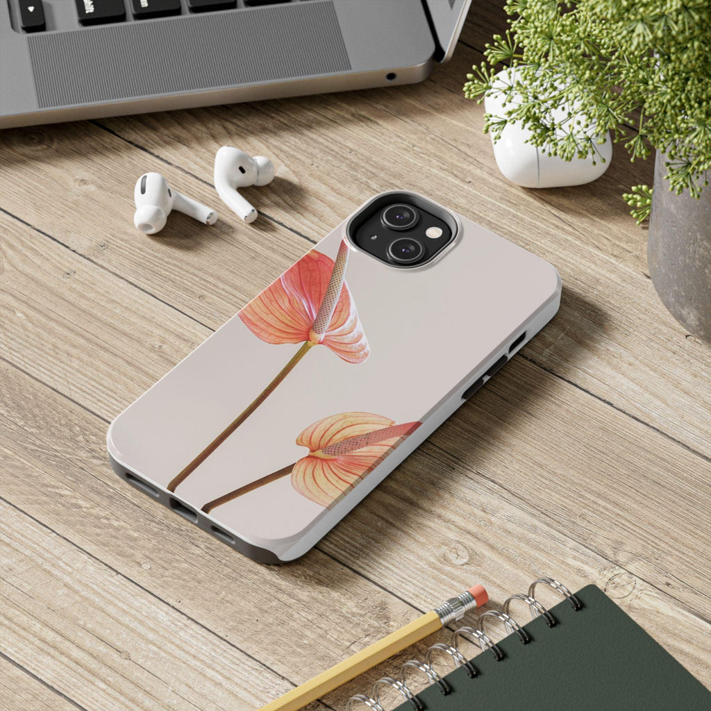 Orange Flower with Leaves Tough Phone Cases