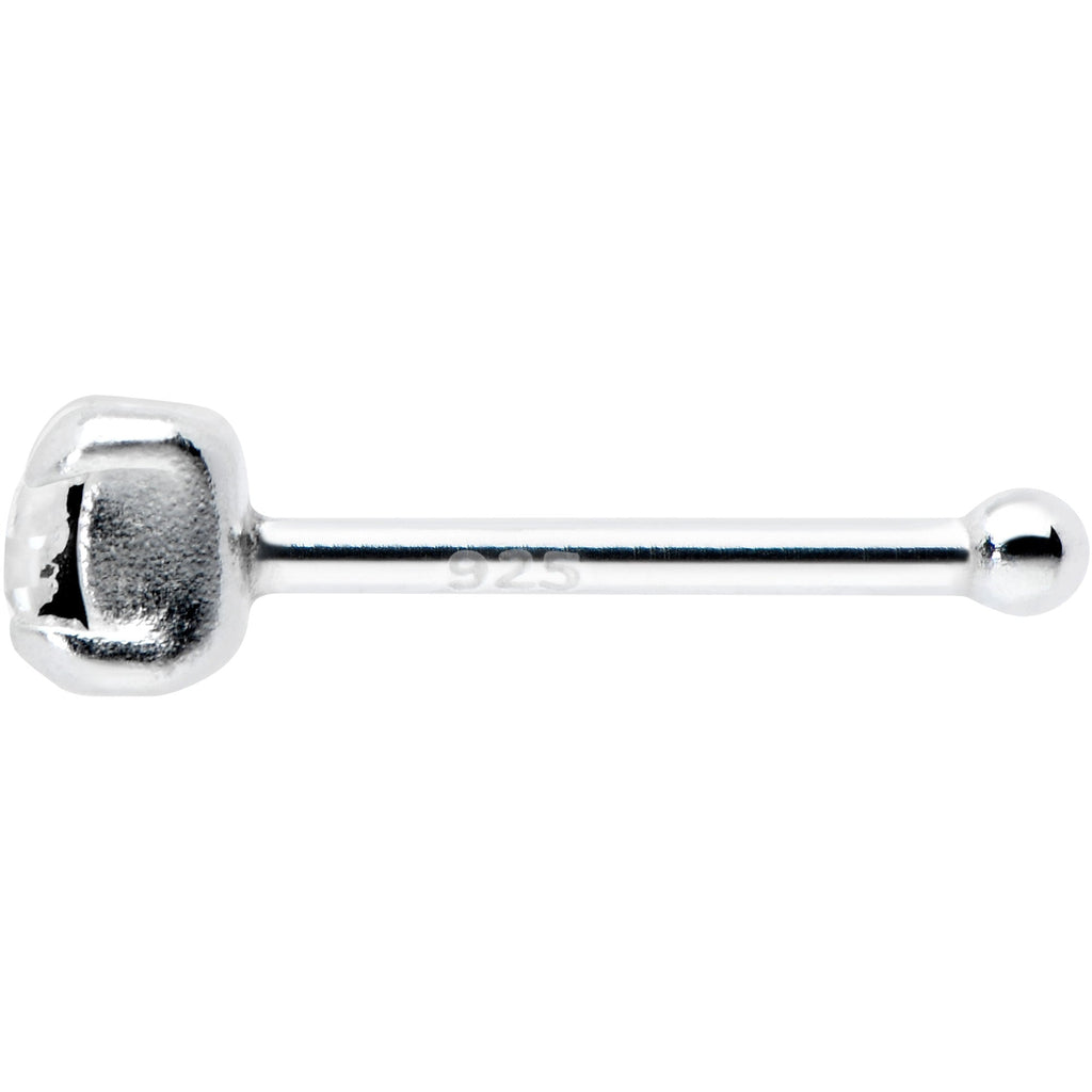 Sterling Silver 2mm Clear Nose Bone Created with Crystals