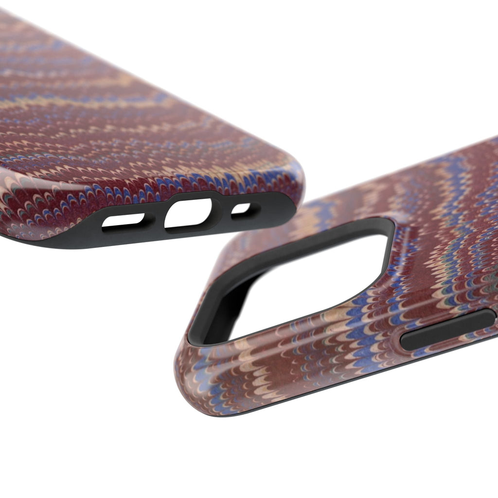 Burgundy and Blue Hues Italian Vintage Marble Design Phone Case for Apple + Samsung