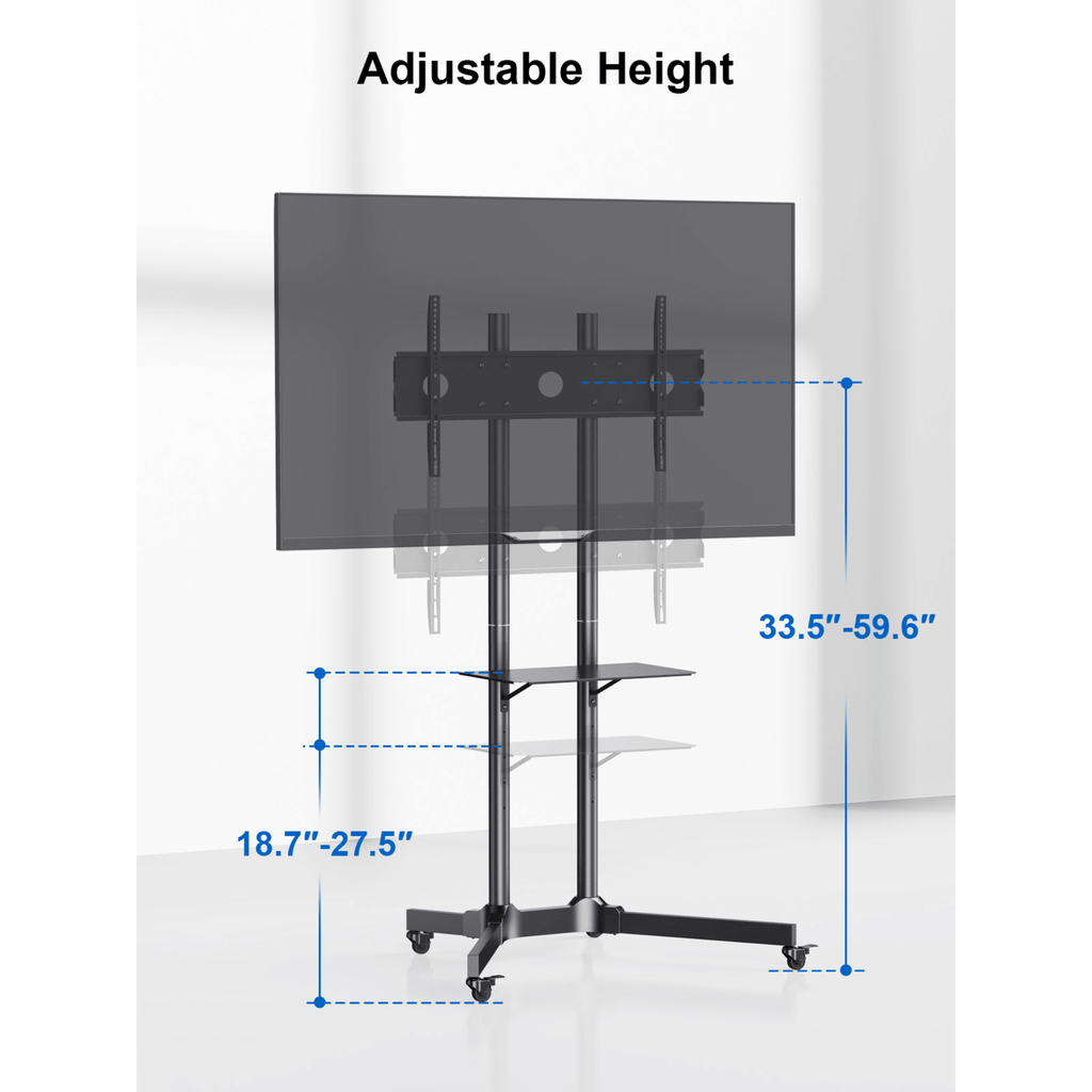 ErgoAV Movable Height-Adjustable Cart for TVs 40" to 75"
