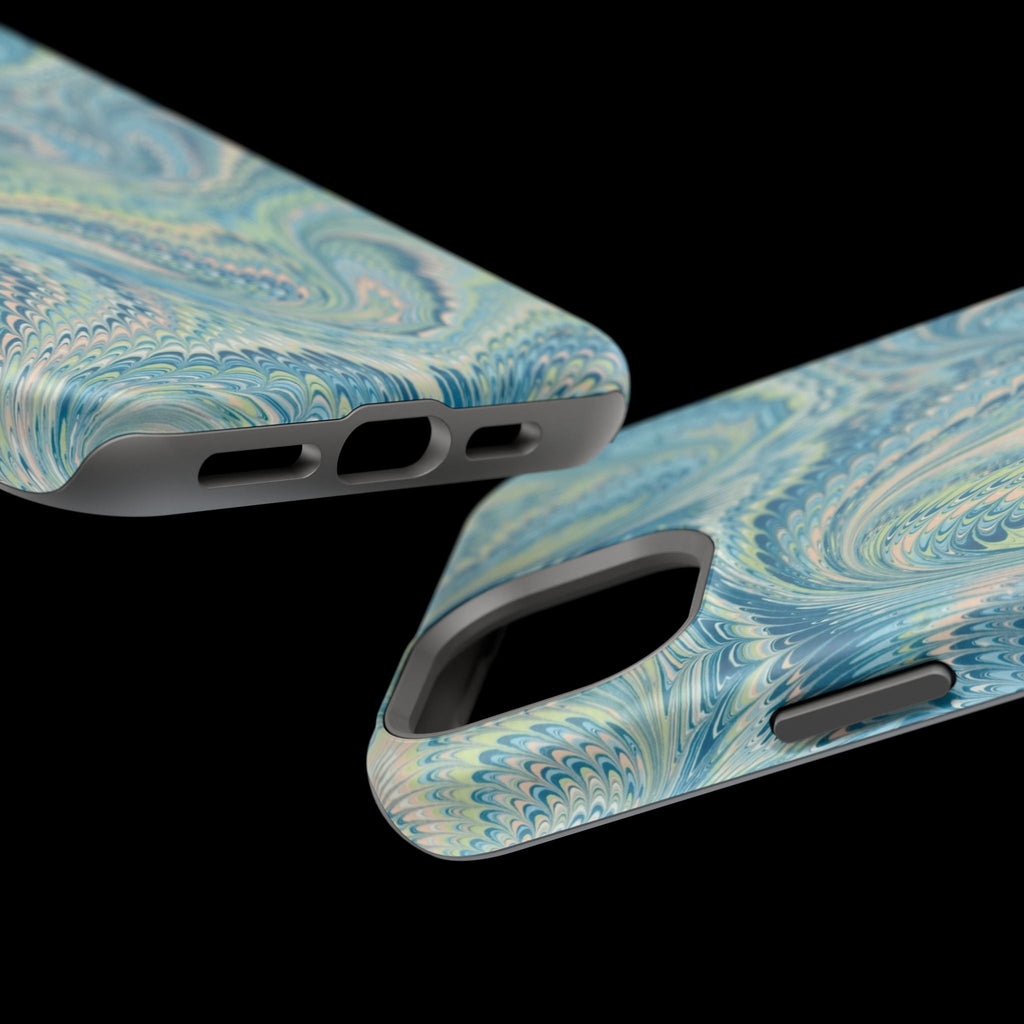 Aqua + Green Marble Phone Case - Impact-Resistant MAG SAFE - Dual Cover Design
