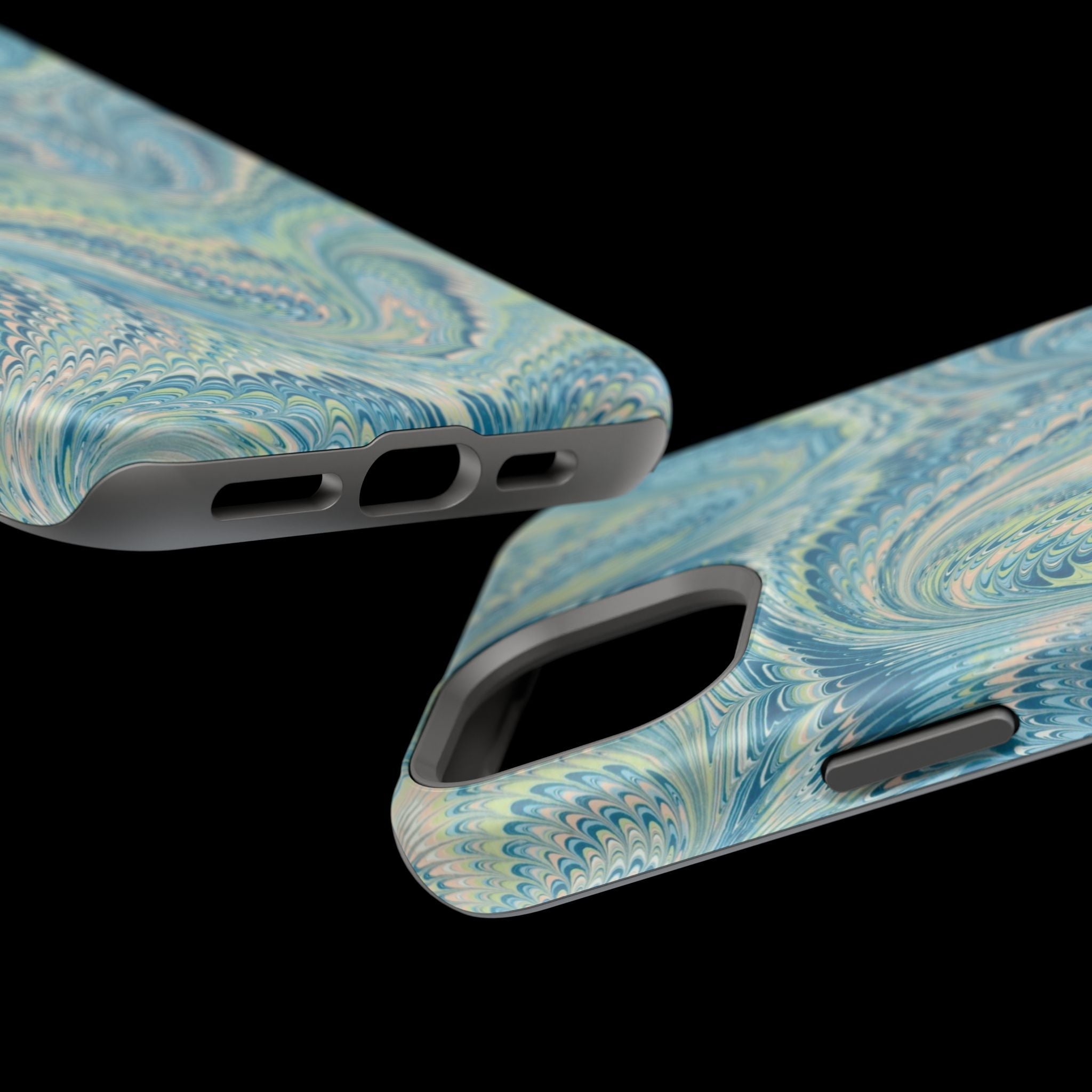 Aqua + Green Marble Phone Case - Impact-Resistant MAG SAFE - Dual Cover Design