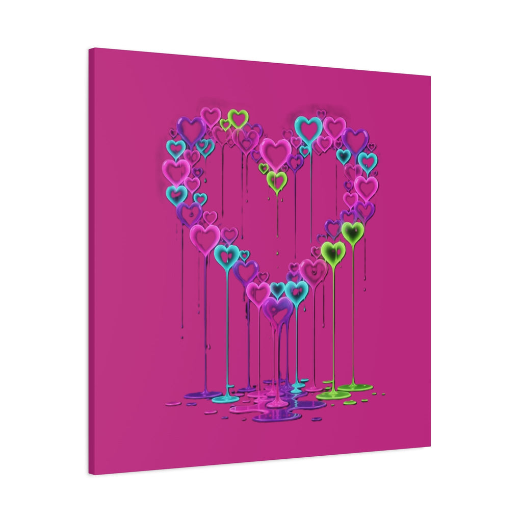 Dripping Neon Heart Canvas Art Valentines Decoration