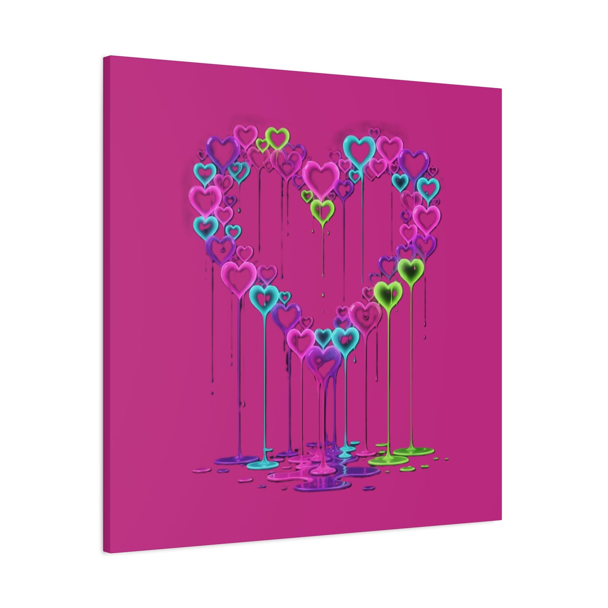 Dripping Neon Heart Canvas Art Valentines Decoration