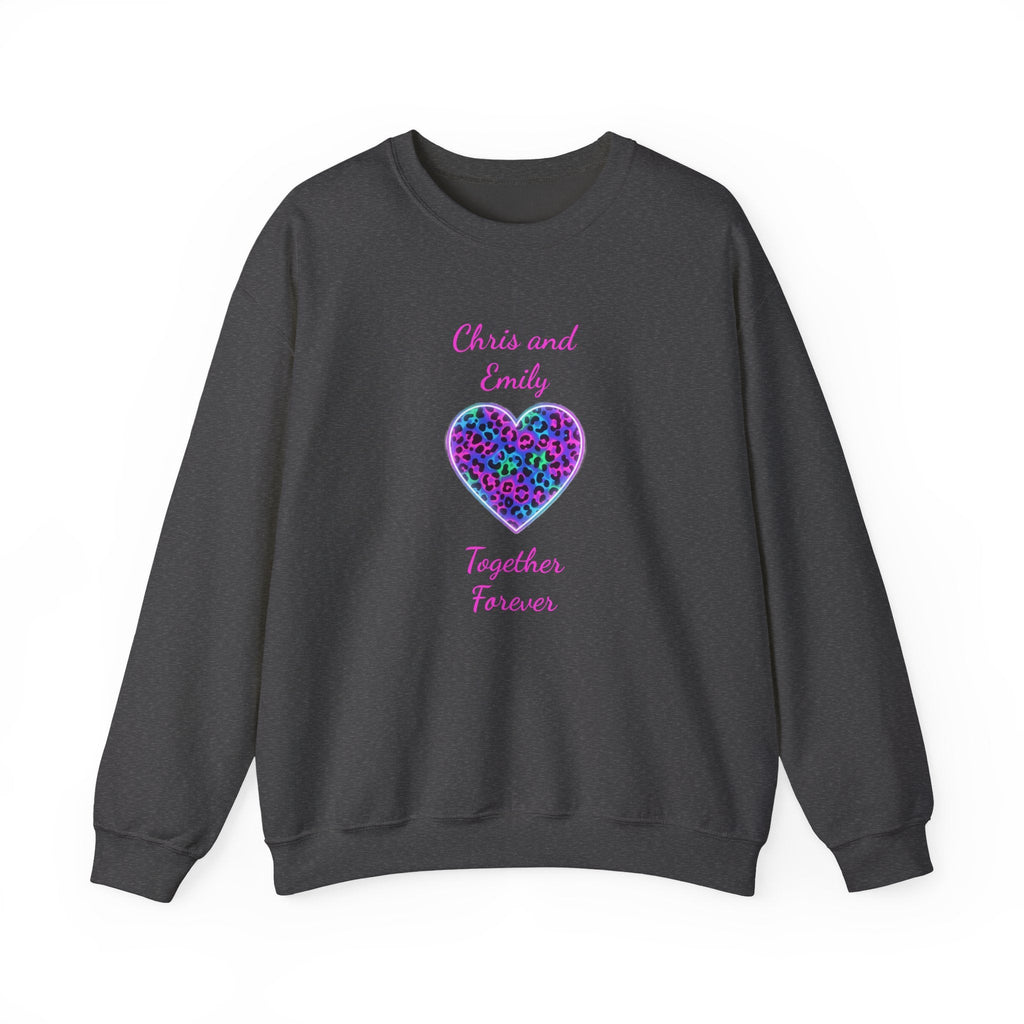Personalized Heart Crewneck Sweatshirt - Customizable Couple Pullover