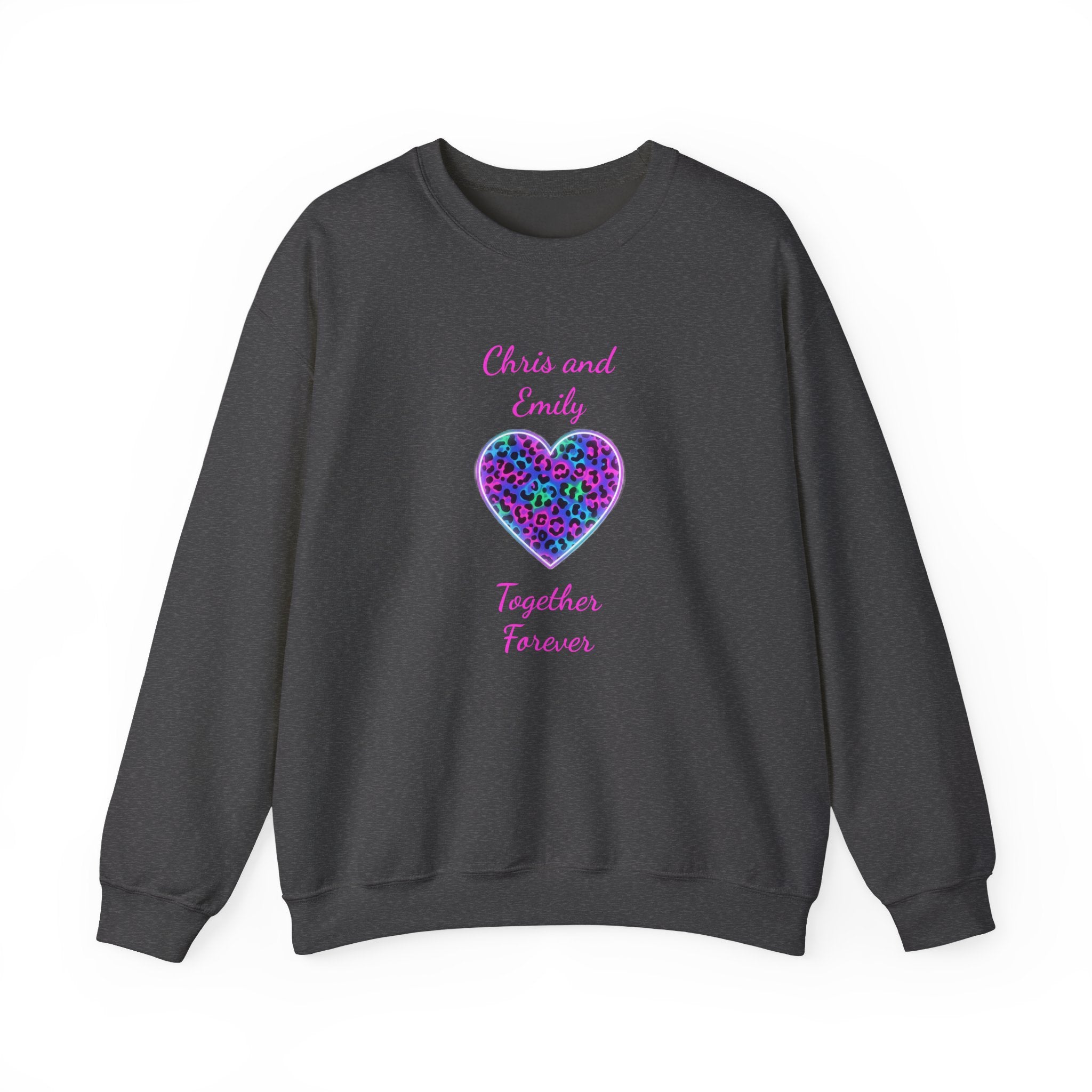 Personalized Heart Crewneck Sweatshirt - Customizable Couple Pullover