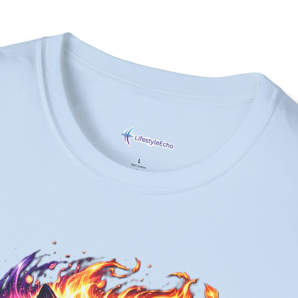 Cosmic Fire Wolf T-Shirt — Vibrant Mystic Wolf Graphic Tee