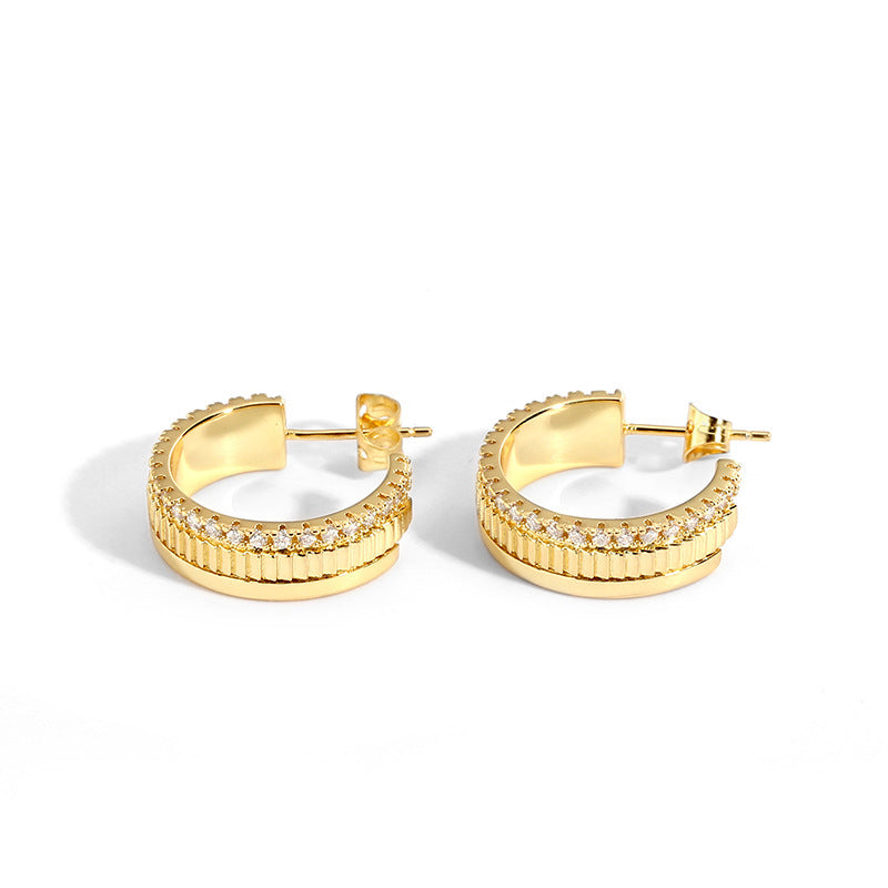 Golden Zircon Gear Personalized Earrings