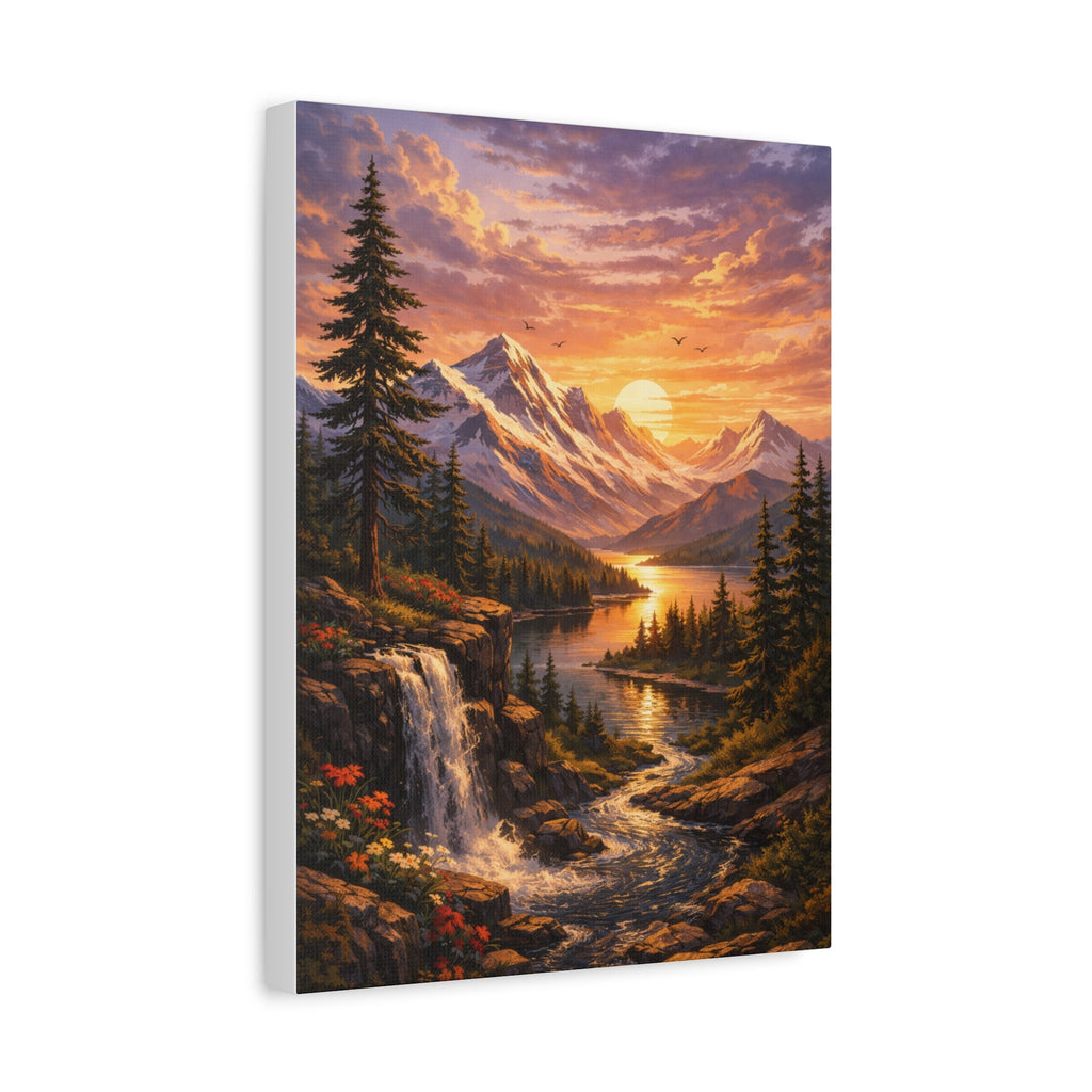 Sunset Mountain Landscape Canvas Print — Stretched Matte Wall Art