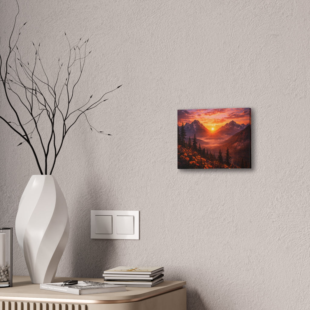 Sunset Mountain Canvas Wall Art — Majestic Alpine Sunrise Landscape