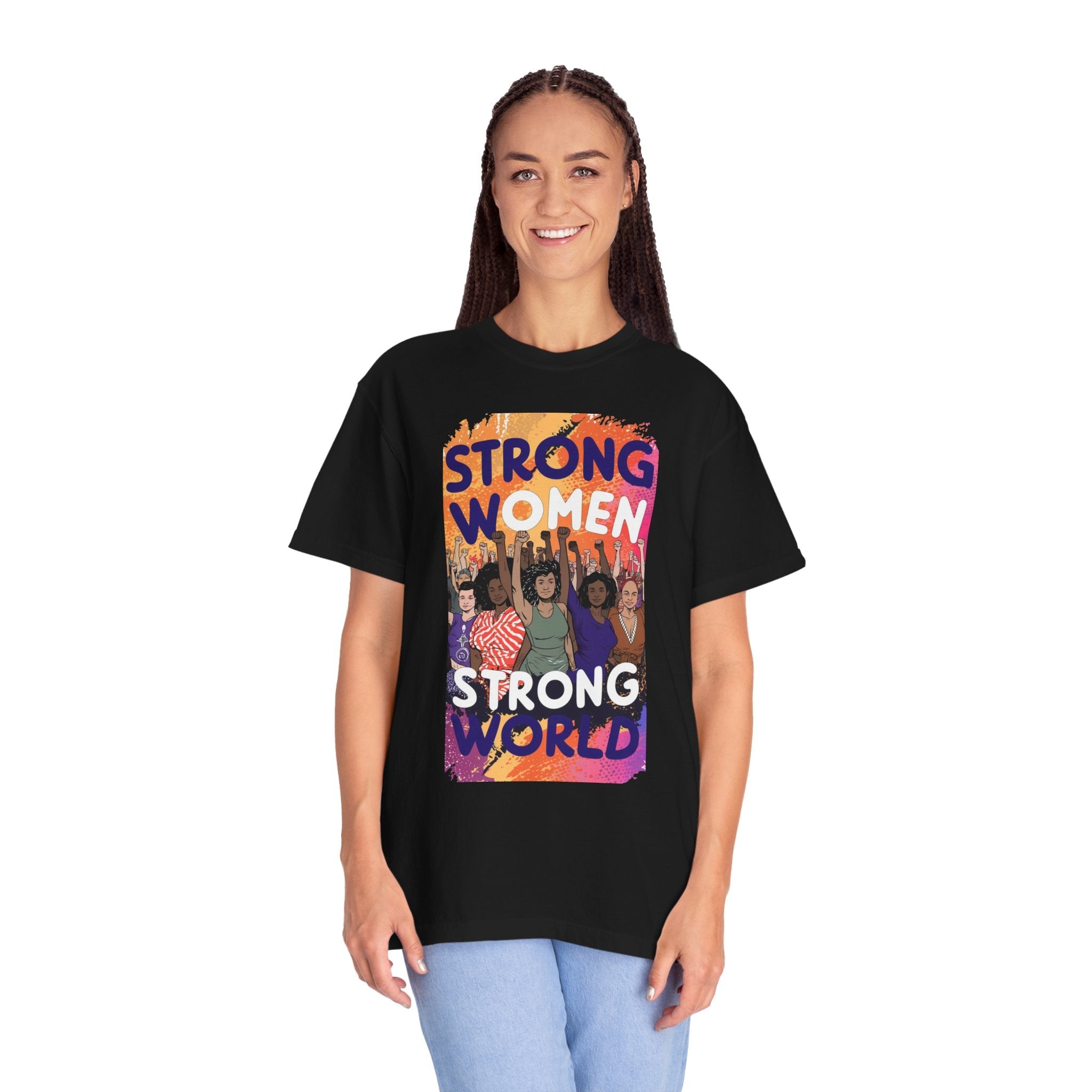 Strong Women Strong World Cotton Tee - Unisex Comfort - DipaliZ