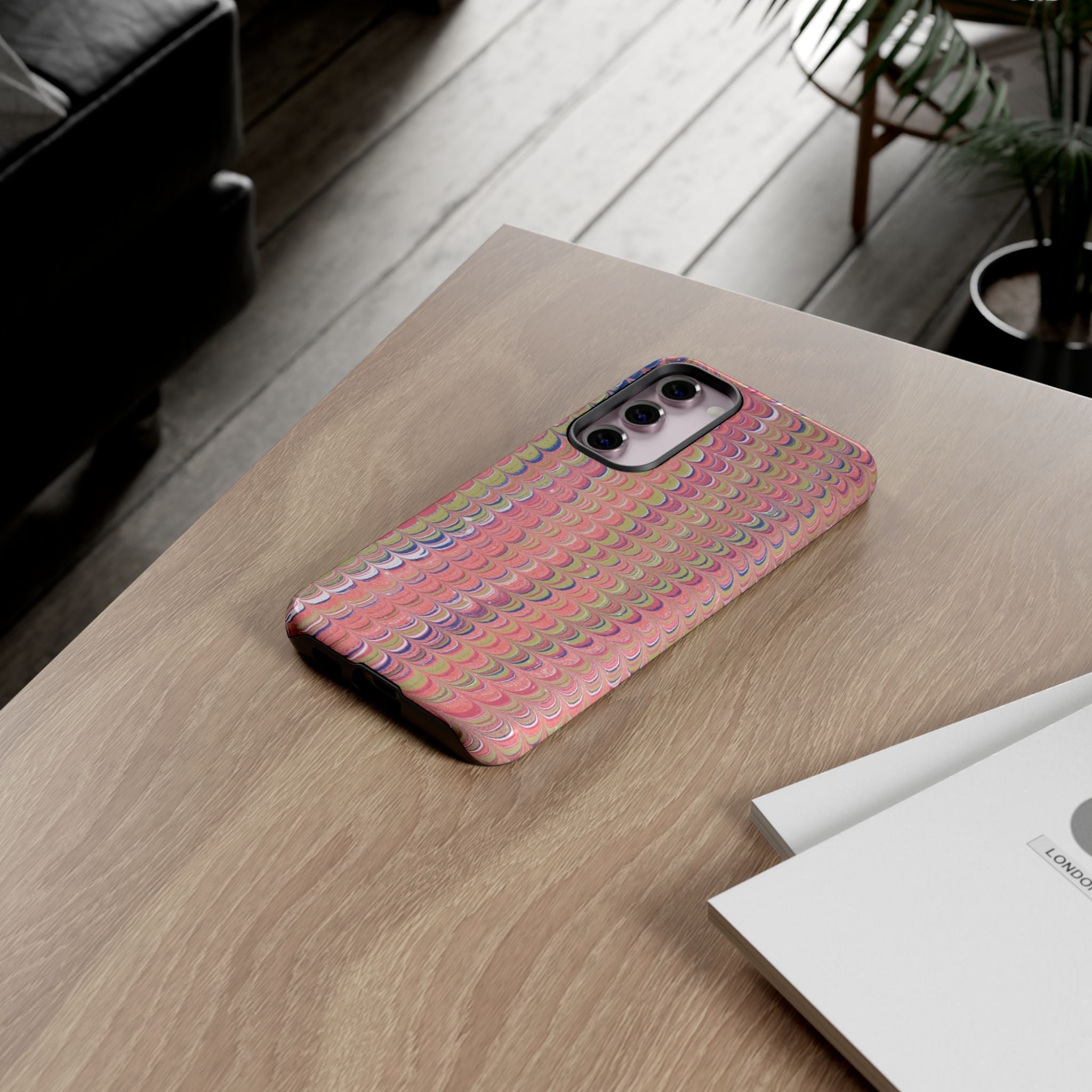 Pink Pastels Feather Marbled Vintage Design iPhone 16 + Samsung + Apple + Google - all models
