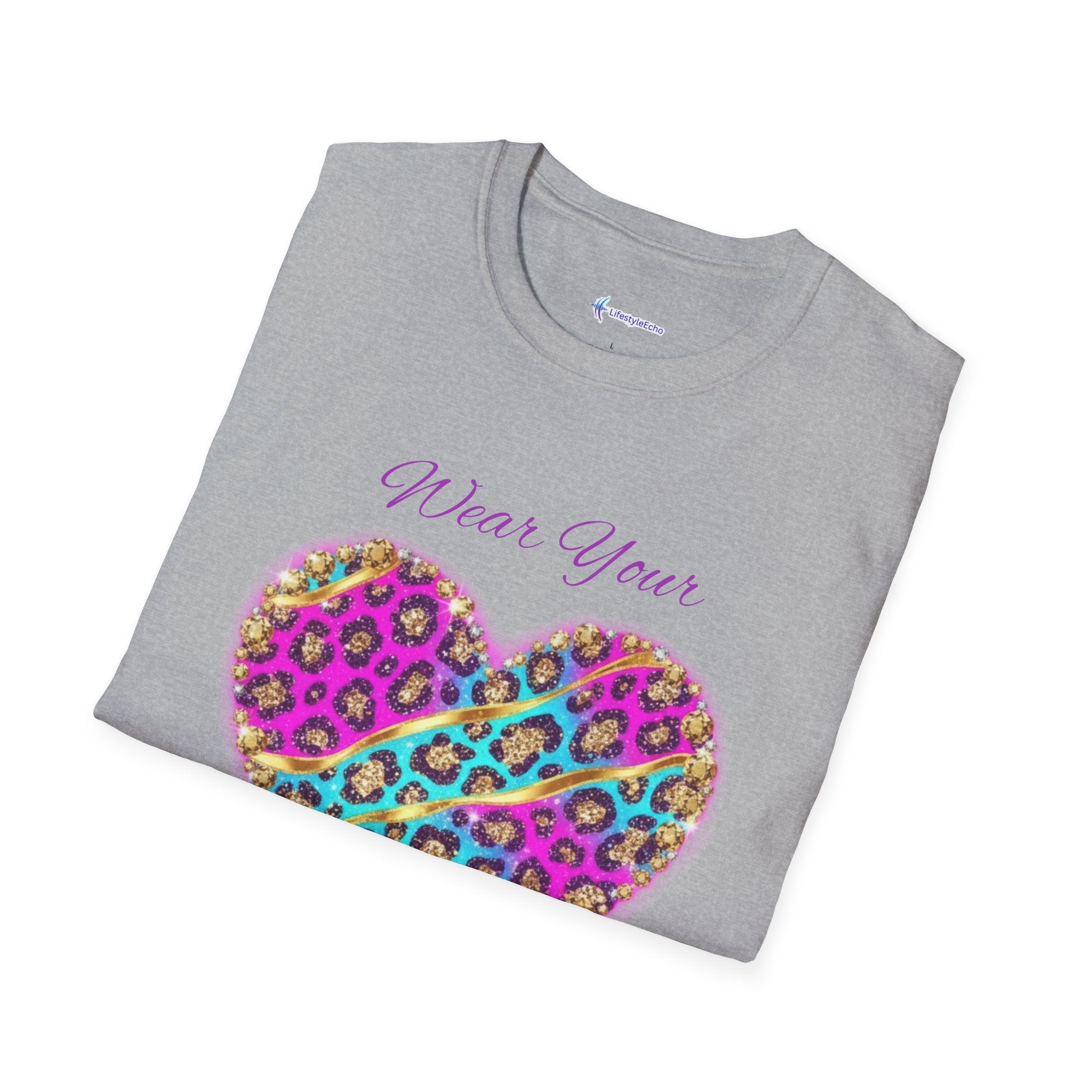 Heart Leopard Print T-Shirt - Wear Your Imagination - Colorful Animal Print Tee