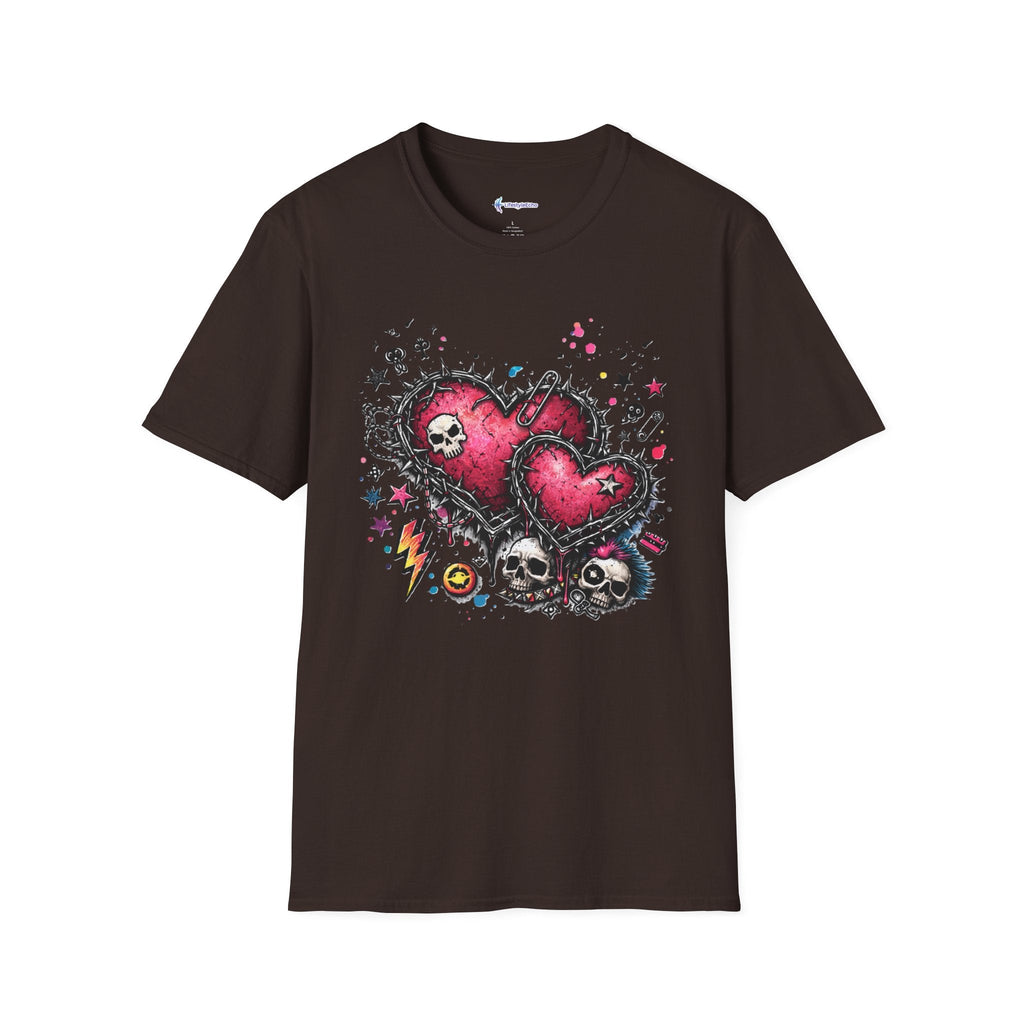 Punk Rock Valentines T-Shirt - Hearts & Skulls Graphic