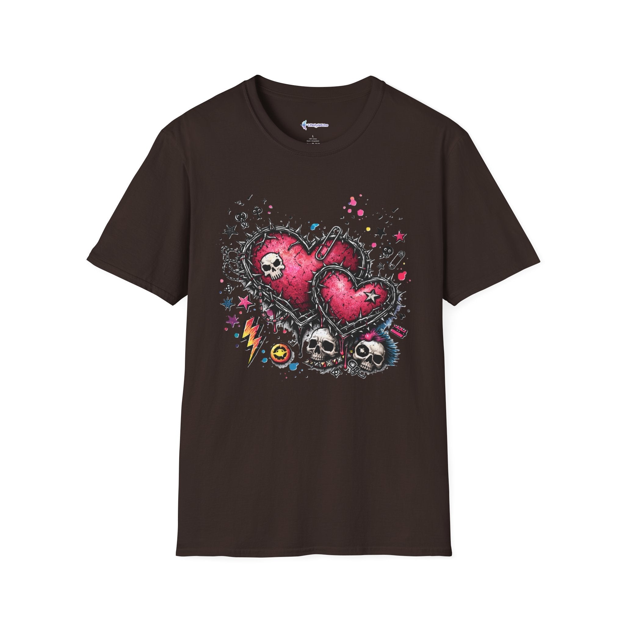 Punk Rock Valentines T-Shirt - Hearts & Skulls Graphic