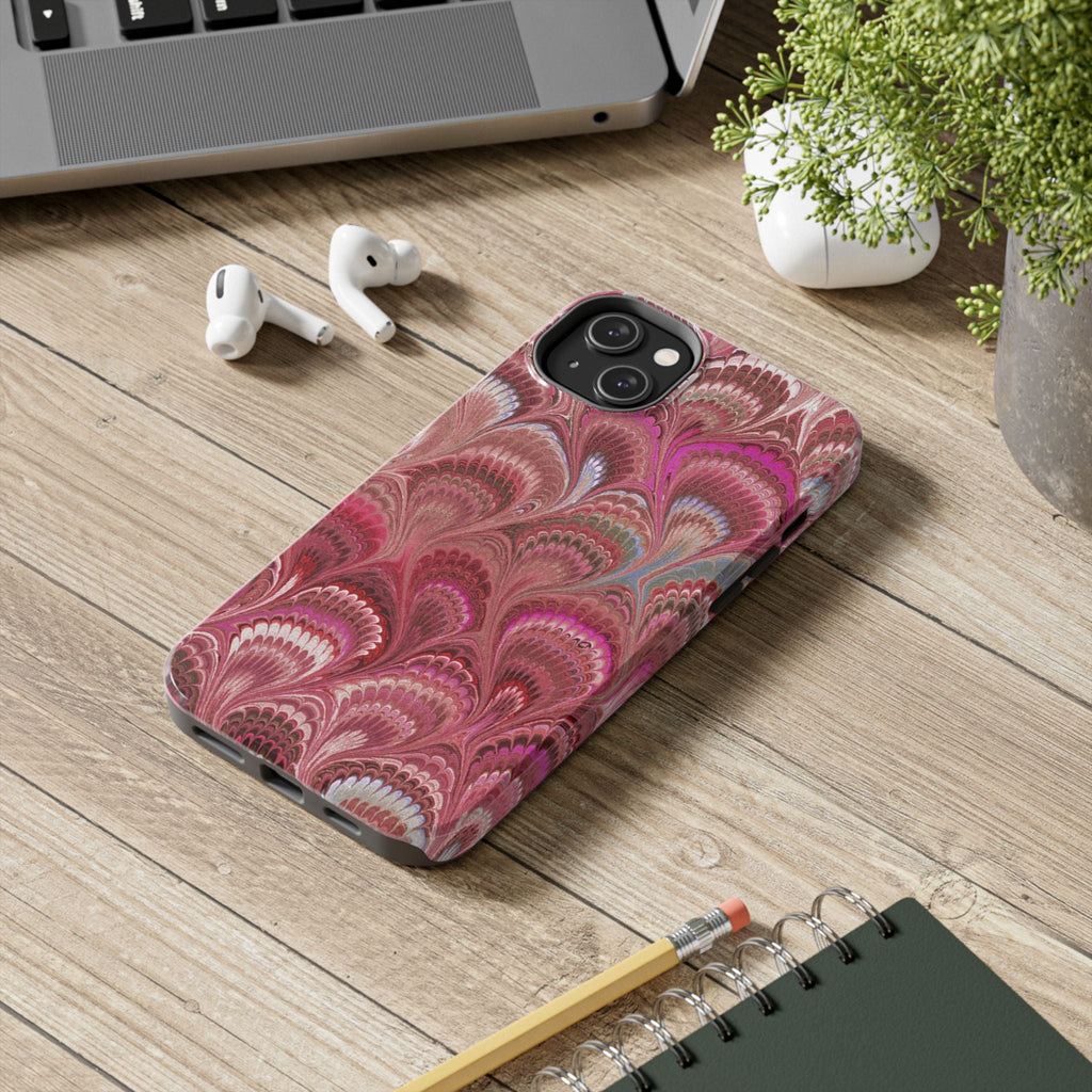 Pink Peacock Marble Italian Tough Phone Case — Durable Marbled Phone Case
