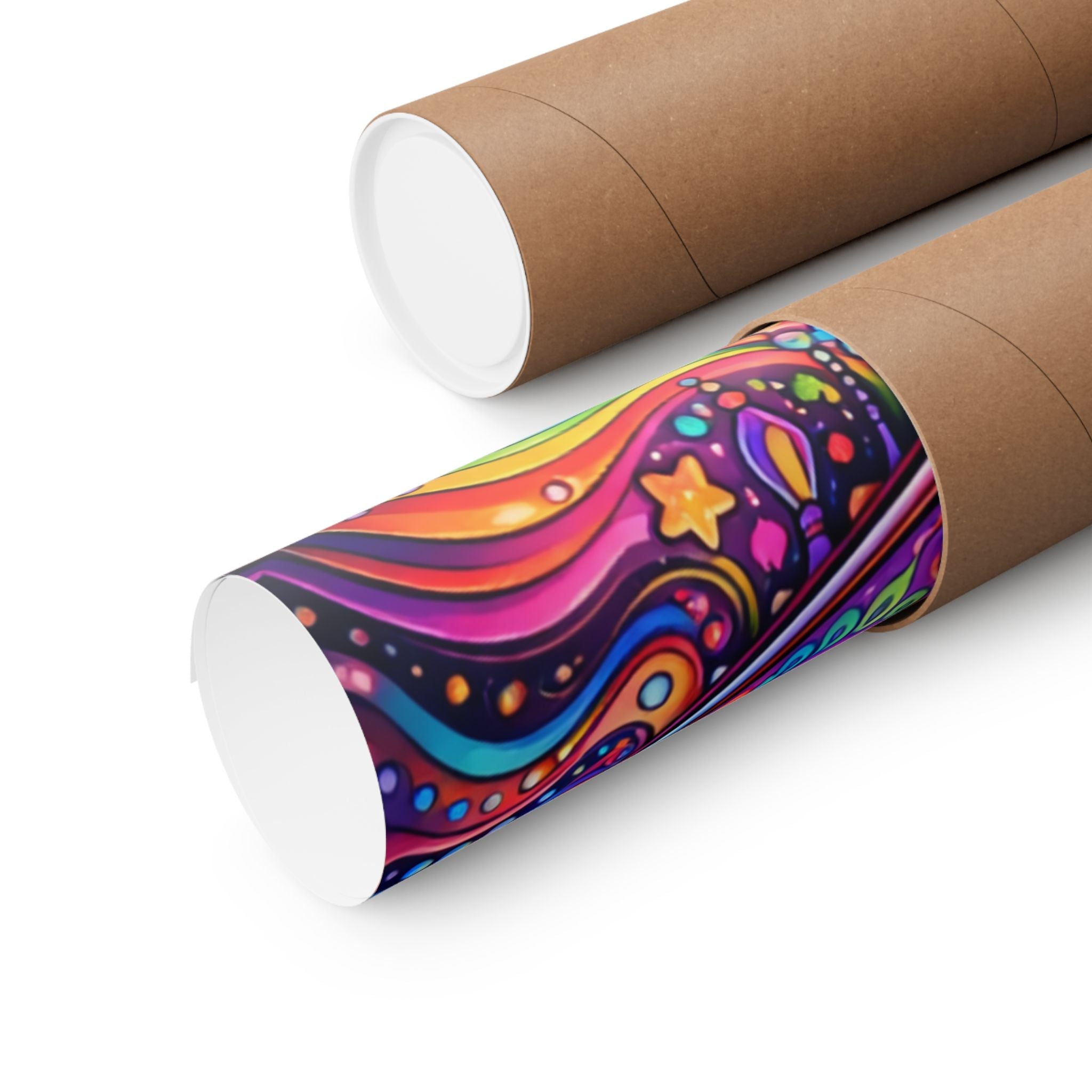 Rainbow Hearts Poster — Square Matte Print with All-Seeing Eye
