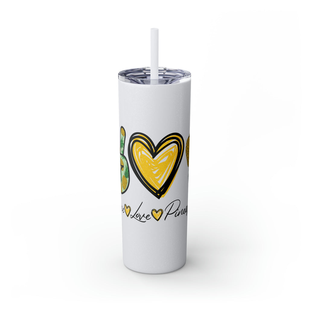 Peace, Love & Pineapple Skinny Tumbler with Straw, 20oz