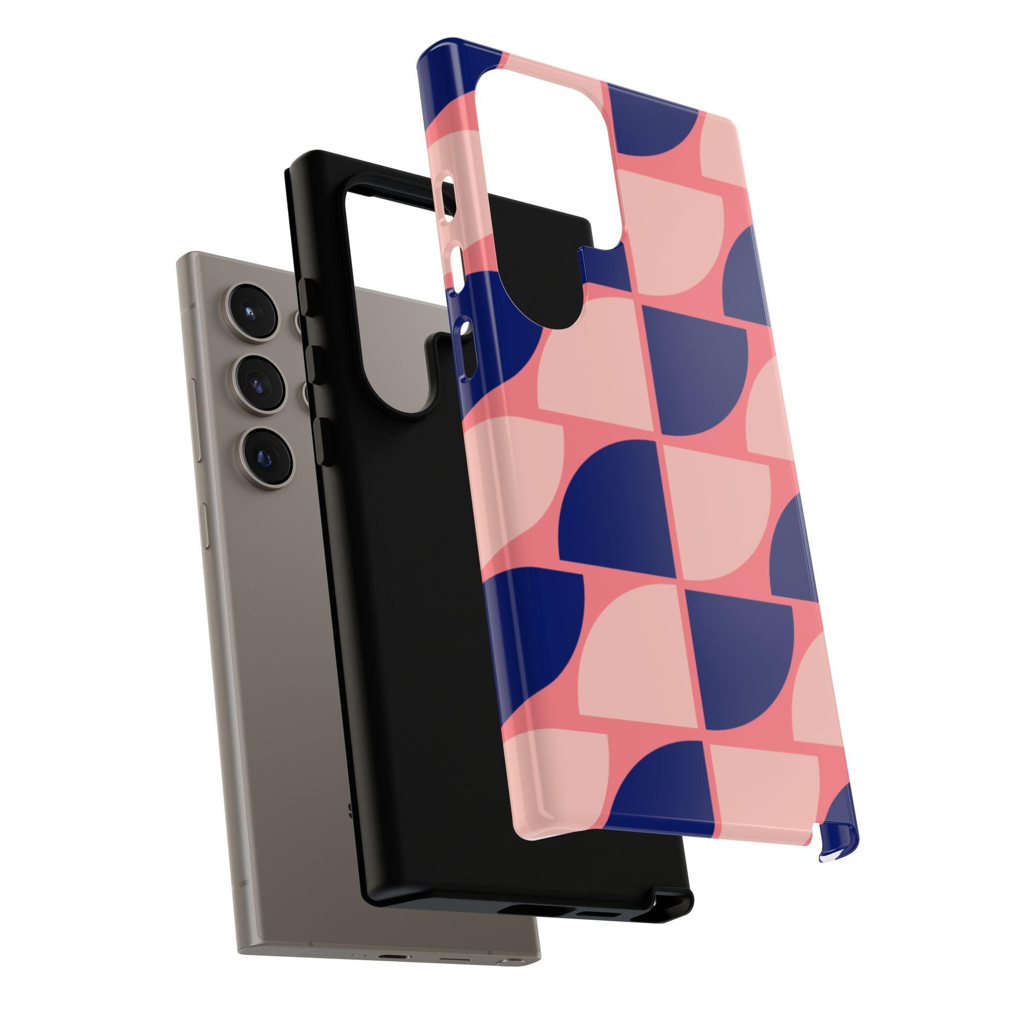 Samsung Tough Phone Case – Pink and Blue Pattern, Durable Protection, Sleek Design