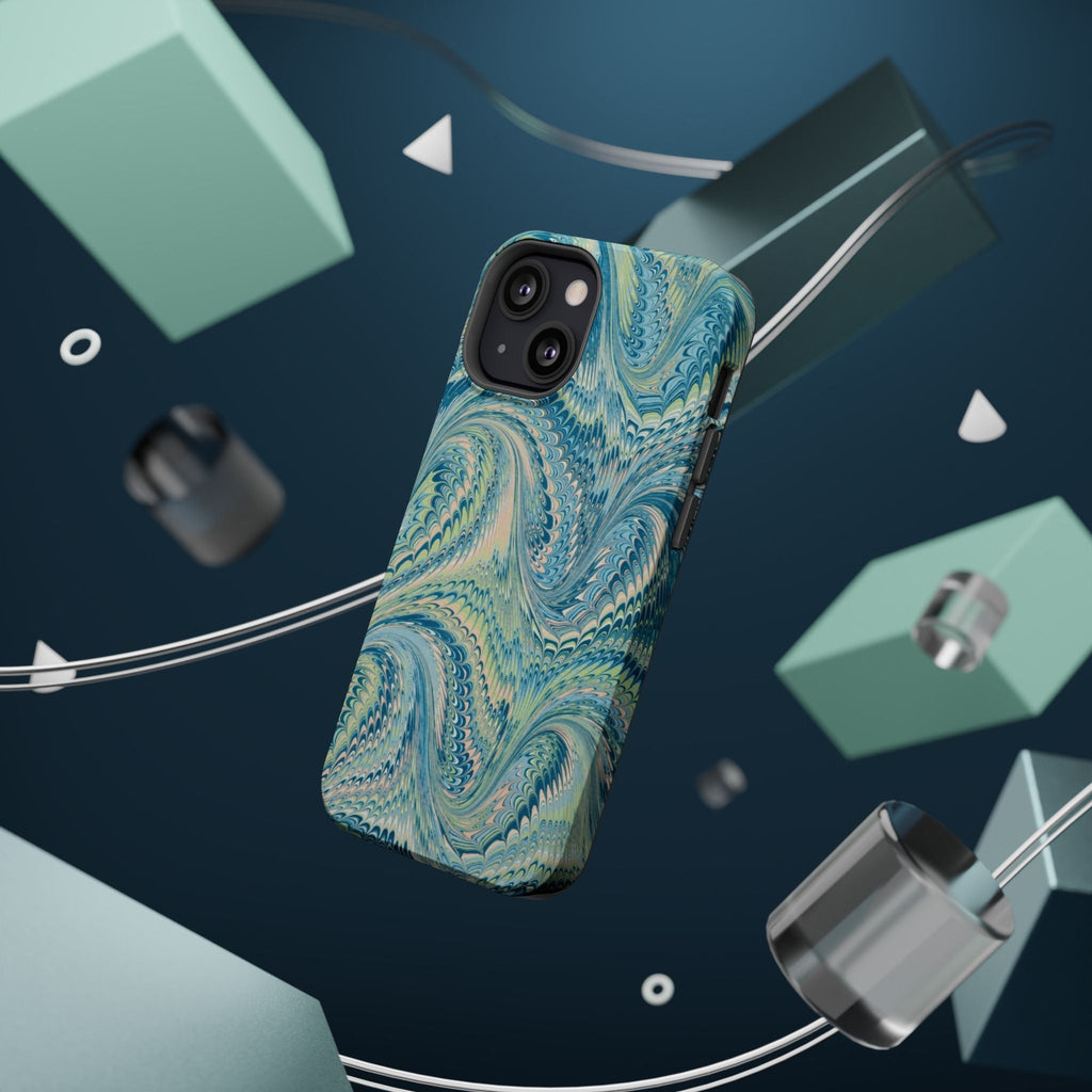 Aqua + Green Marble Phone Case - Impact-Resistant MAG SAFE - Dual Cover Design