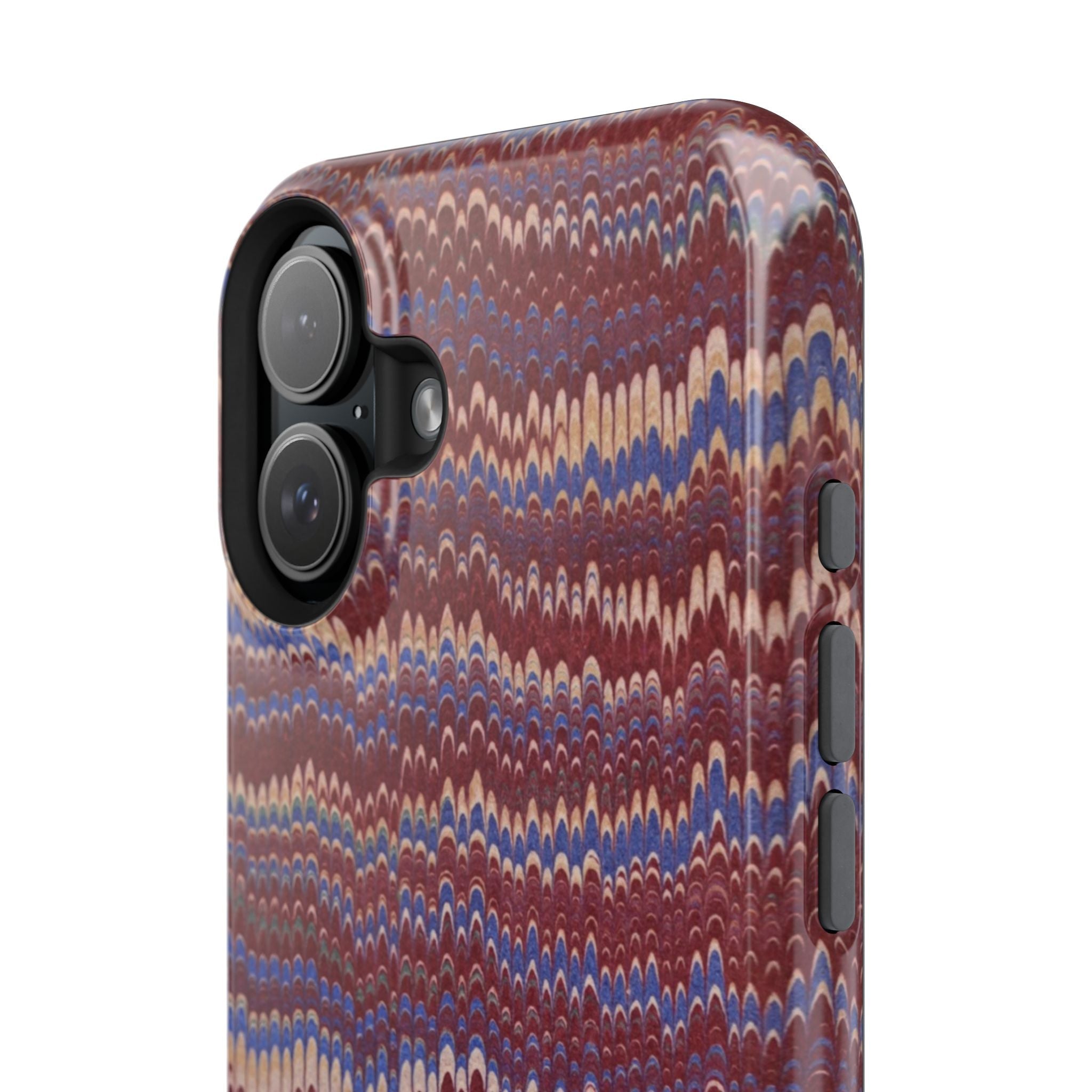 Burgundy and Blue Hues Italian Vintage Marble Design Phone Case for Apple + Samsung