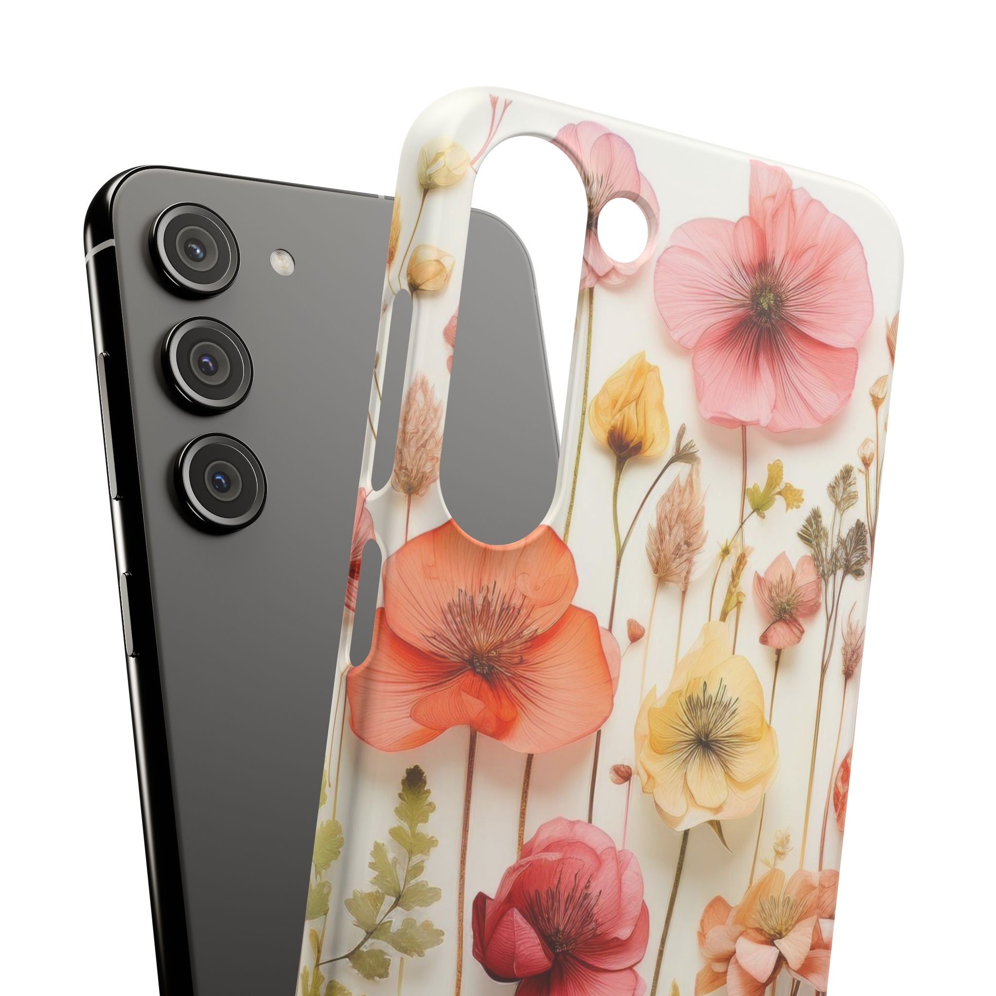Pink Floral Pressed Flowers - Slim Case