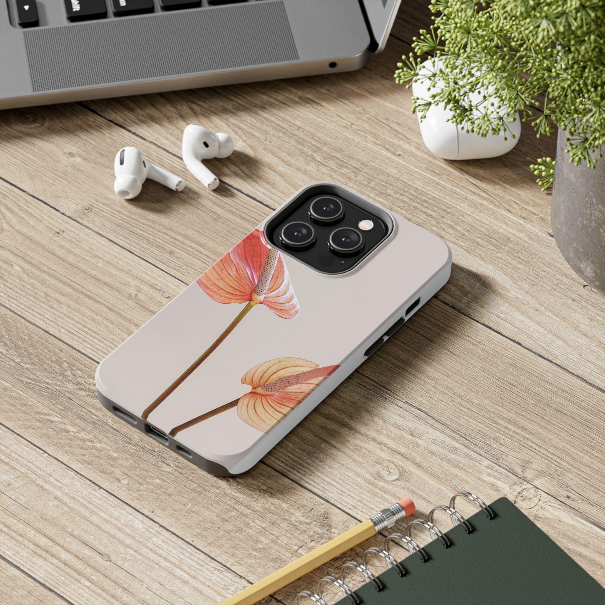 Orange Flower with Leaves Tough Phone Cases