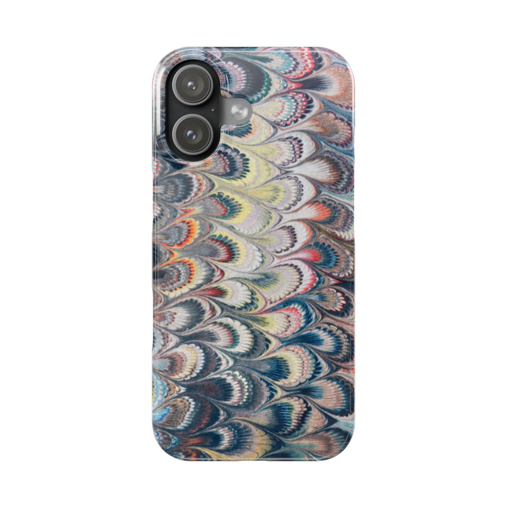 Blues and Multi-Color Italian Traditional Hand-Marbled Design