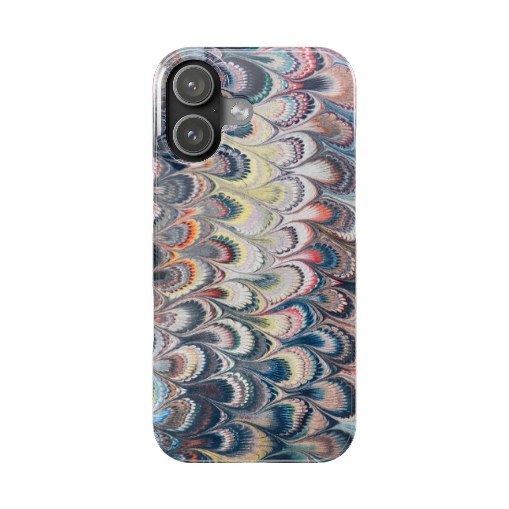 Blues and Multi-Color Italian Traditional Hand-Marbled Design