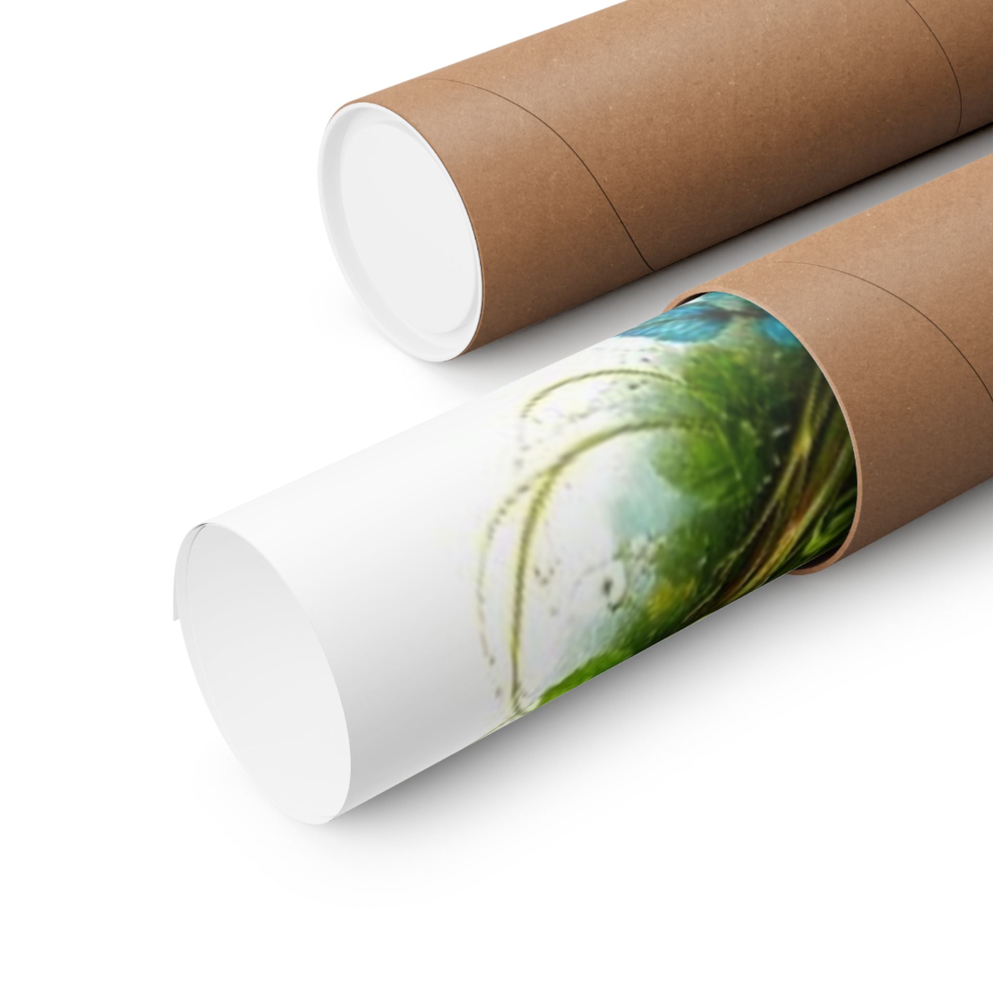 Yin Yang Nature Poster — Scenic Waterfall & Meadow Matte Vertical Print