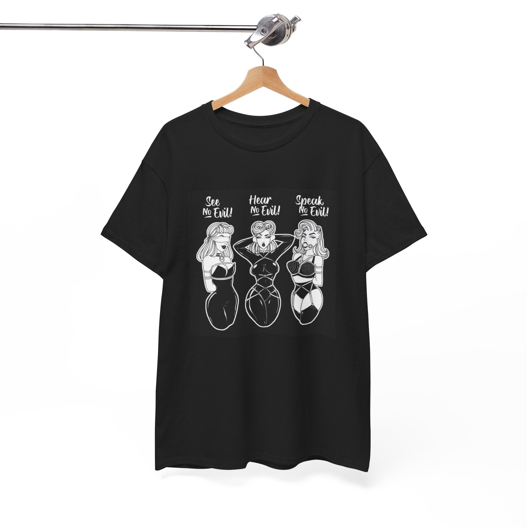See No Evil, Hear No Evil, Speak No Evil Shabari Pin-up Unisex Heavy Cotton Tee