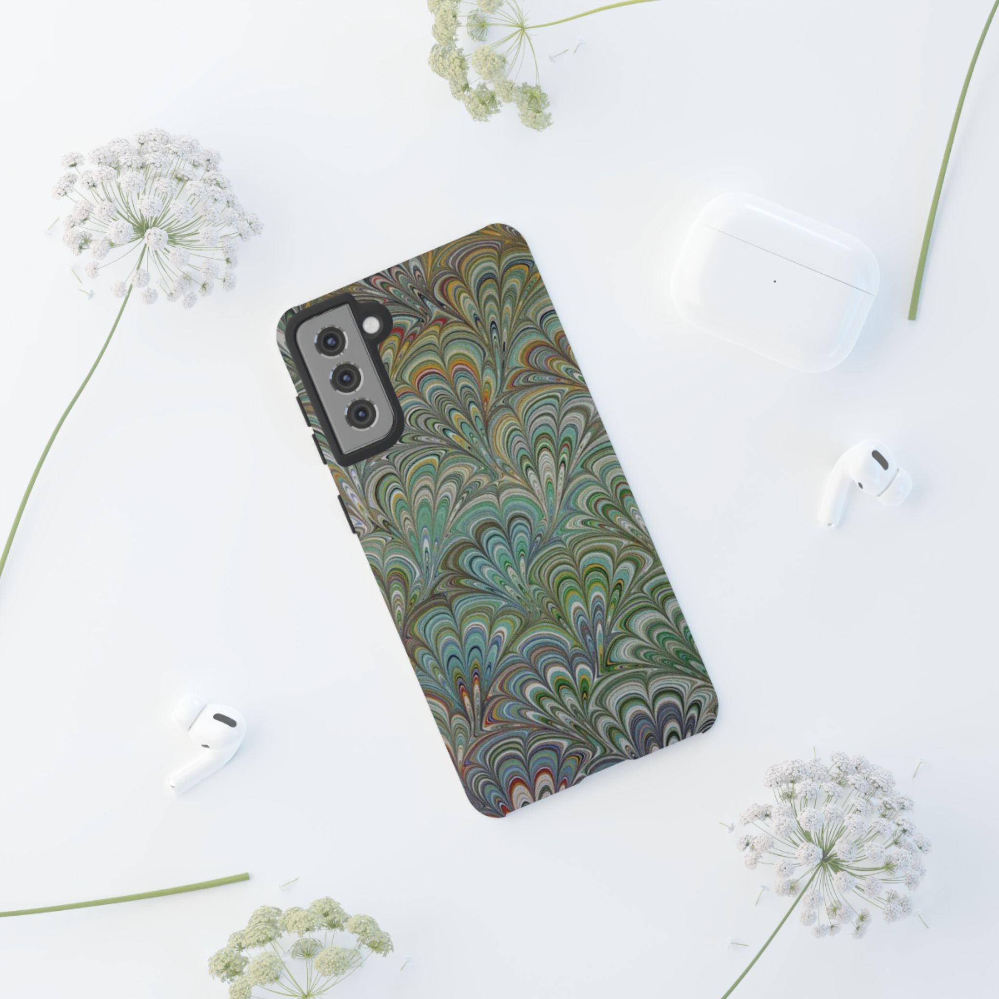 Green Peacock Marbled Phone Case — "Tough Cases" Ultra-Tough Protective Cover