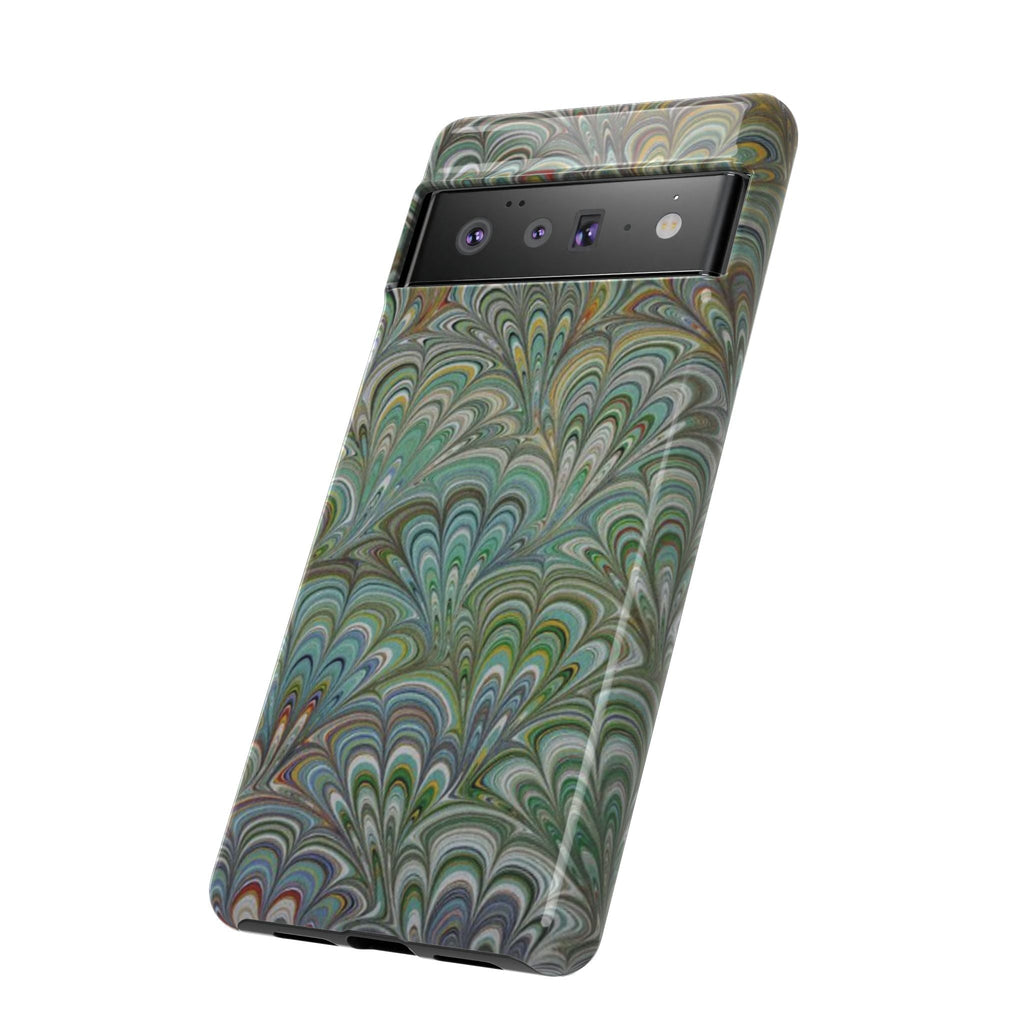 Green Marbled Peacock Durable Phone Case - Matte or Glossy