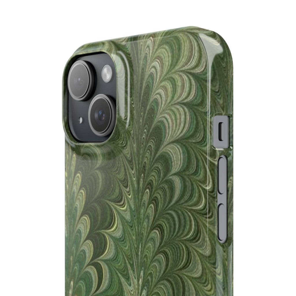 Deep Green Cheveron Marbled Phone Case - Single Layer Slim Case