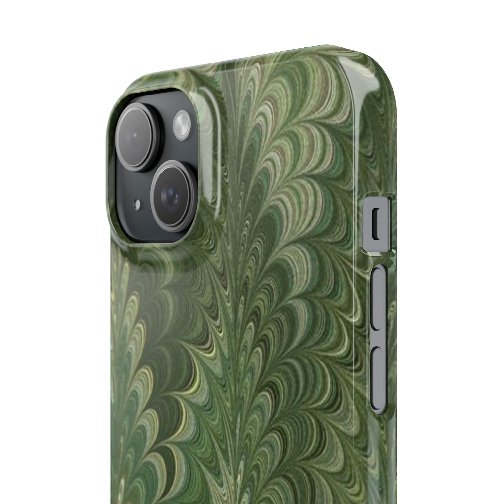 Deep Green Cheveron Marbled Phone Case - Single Layer Slim Case