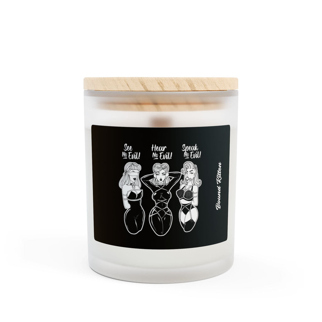 See No Evil, Hear No Evil, Speak No Evil Frosted Glass Candle, 11oz