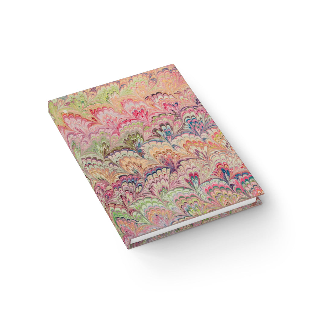 Marble Feather Pattern Journal - Pastel Pink Green Blank Sketch Notebook, Bullet Journal, Writing Diary, Travel Journal, Gift for Artists