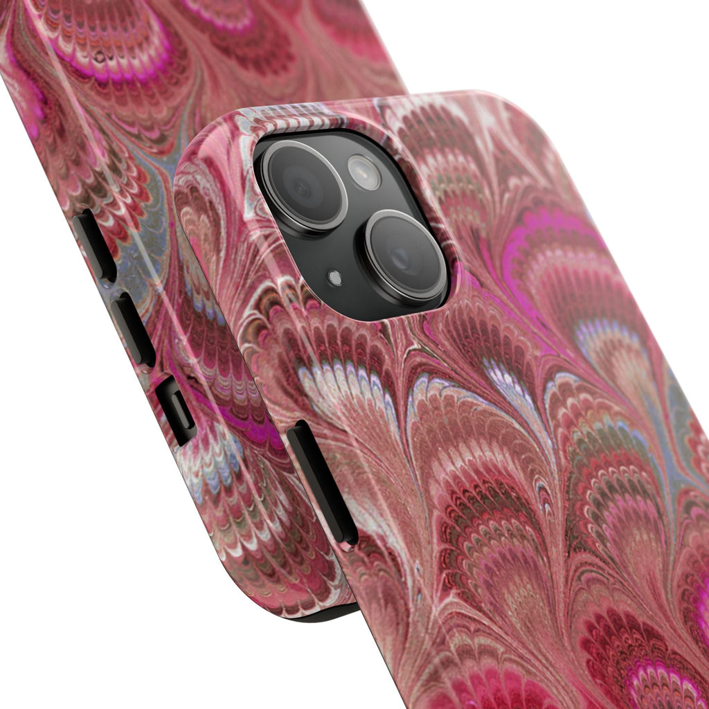 Pink Peacock Marble Italian Tough Phone Case — Durable Marbled Phone Case