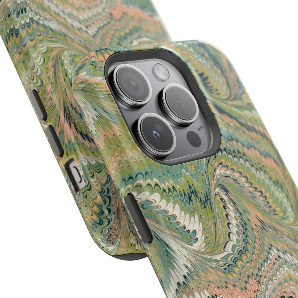 Green Pastel Italian Marble Design Magnetic MAG SAFE High Impact iPhone Cases