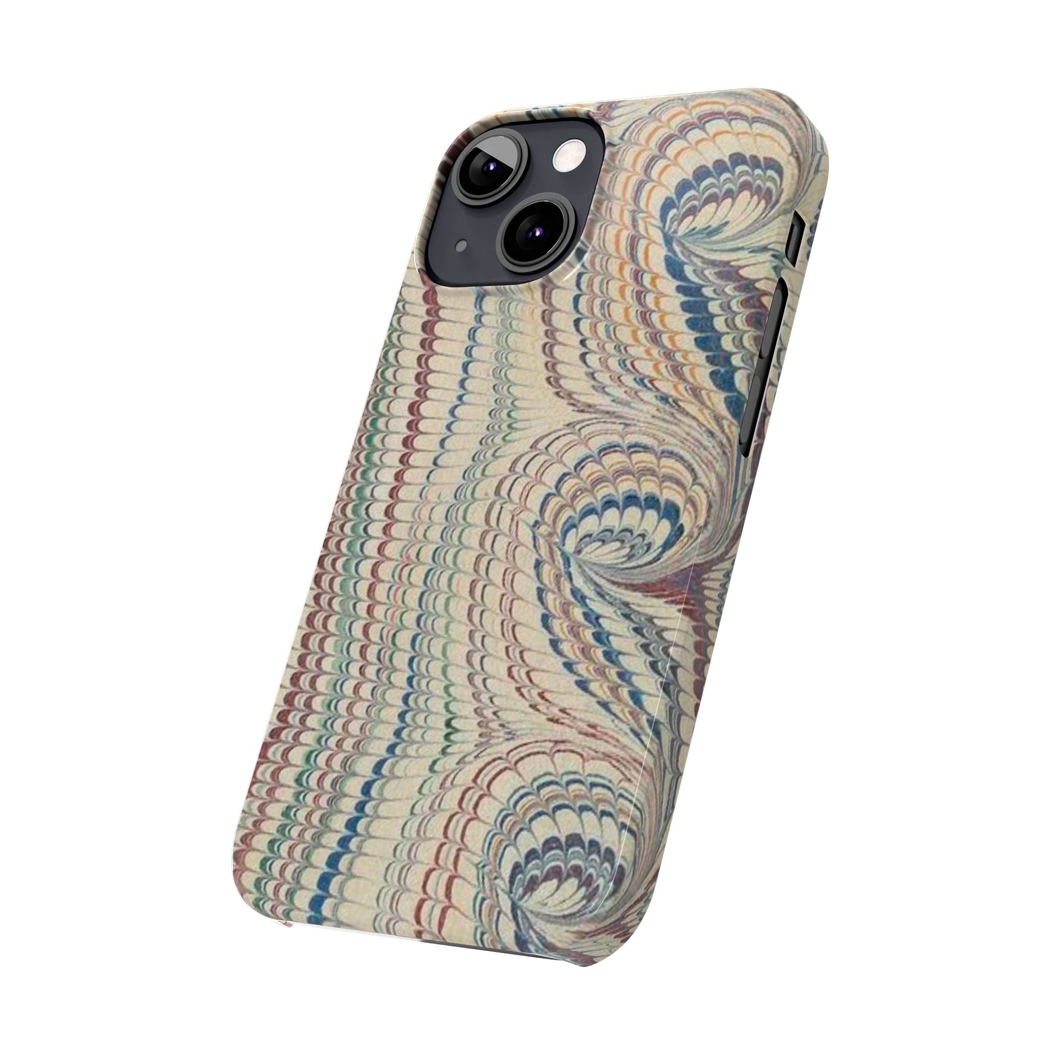 Italian Vintage Marbled Paper Design on iPhone Cases, Artistic Protection for Your Device in Elegant Beige, Blue, Burgundy