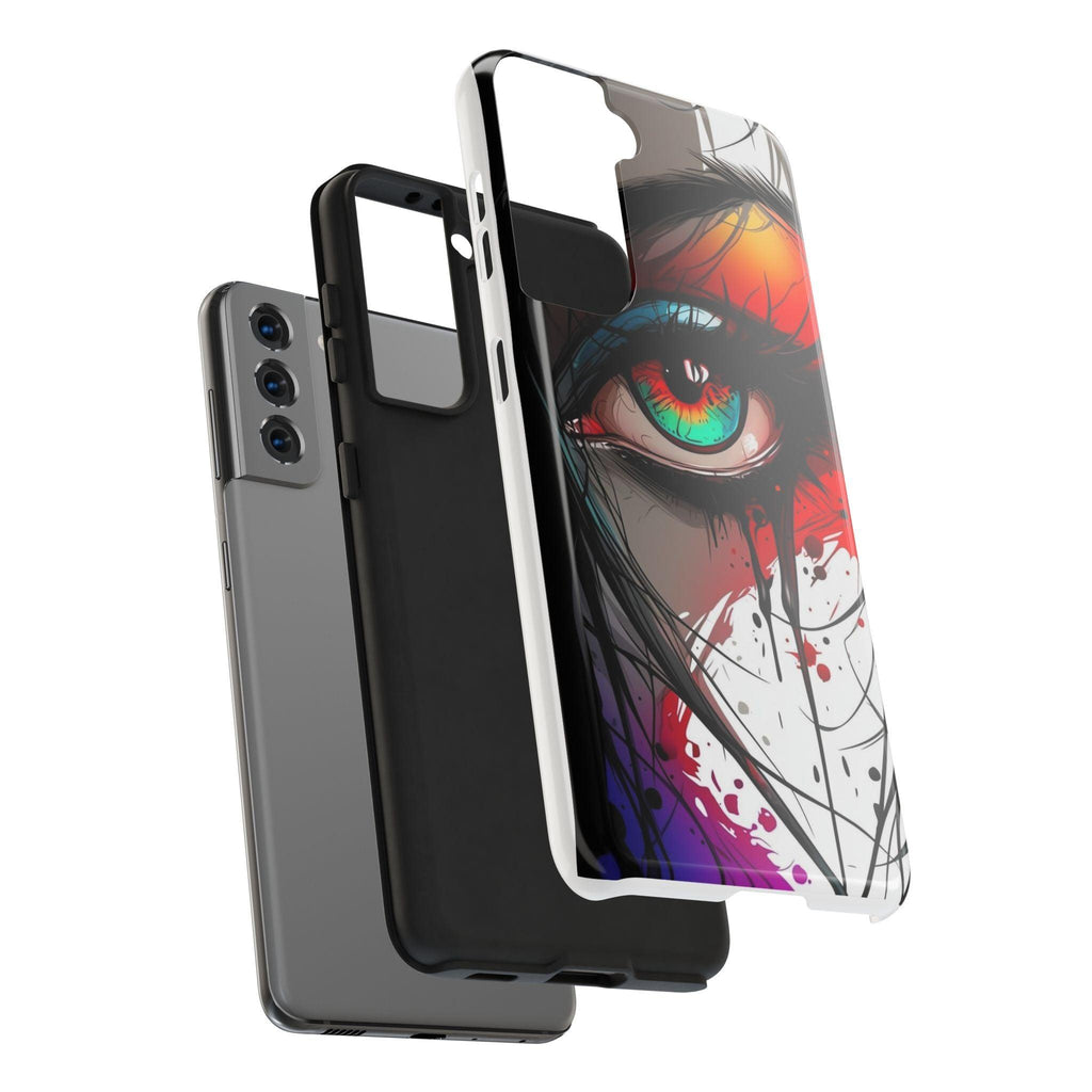 Girl Colorful Eye Painted Printed Tough Phone Case for iPhone & Samsung Galaxy - Artistic & Vibrant Design