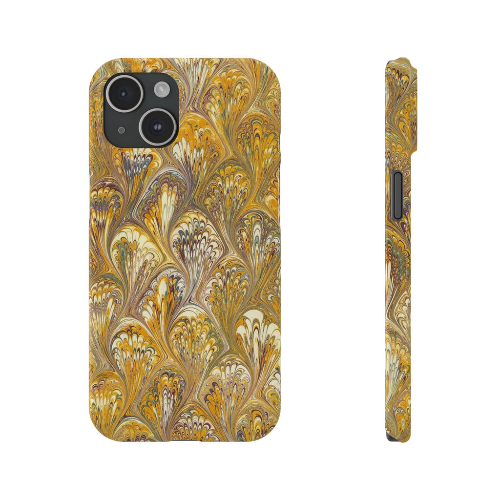 Golden Yelllow Hand-Marbled Florentine Italian Phone Case for iPhone 17 and all sizes