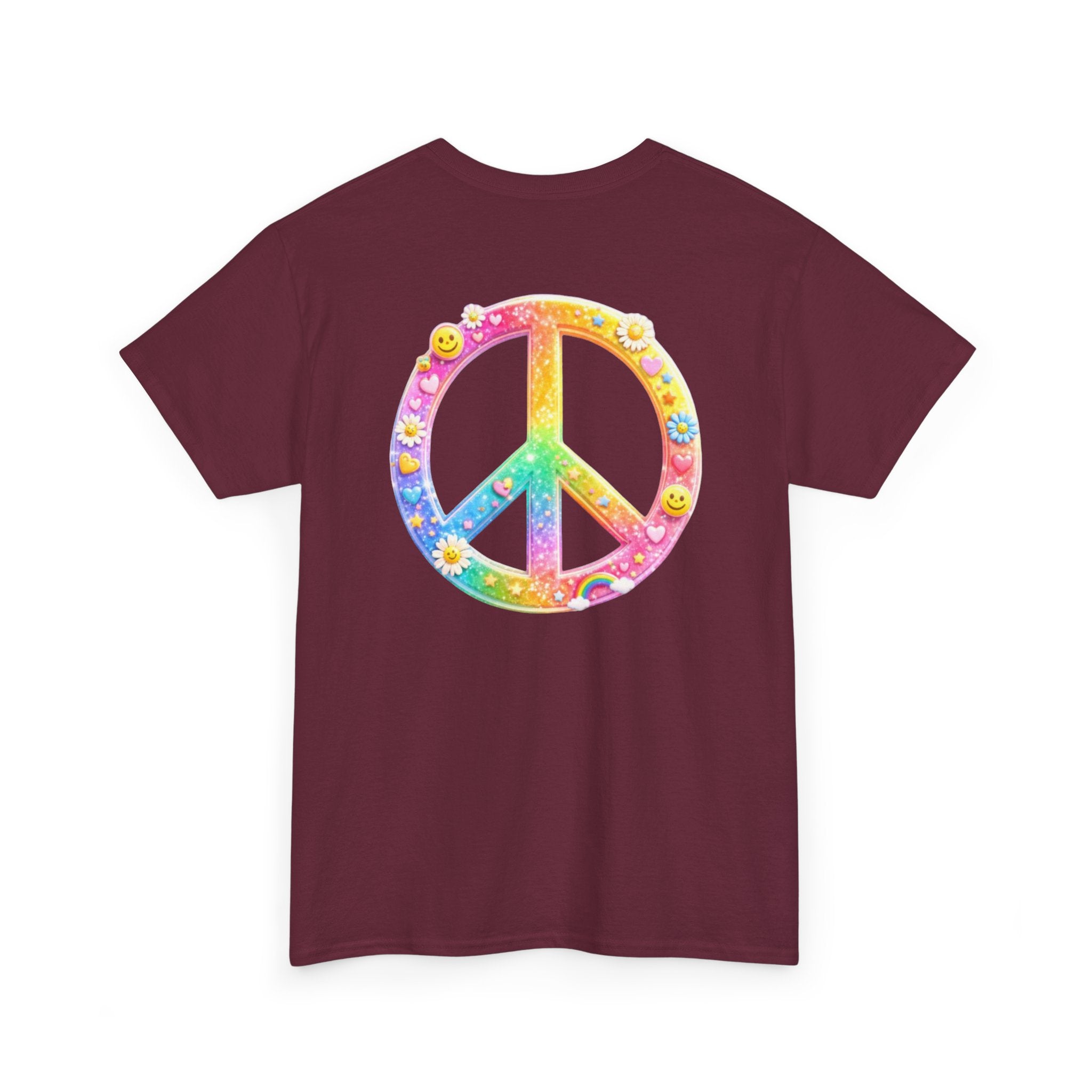 Peace Sign T-Shirt — Rainbow Smiley Hippie Tee